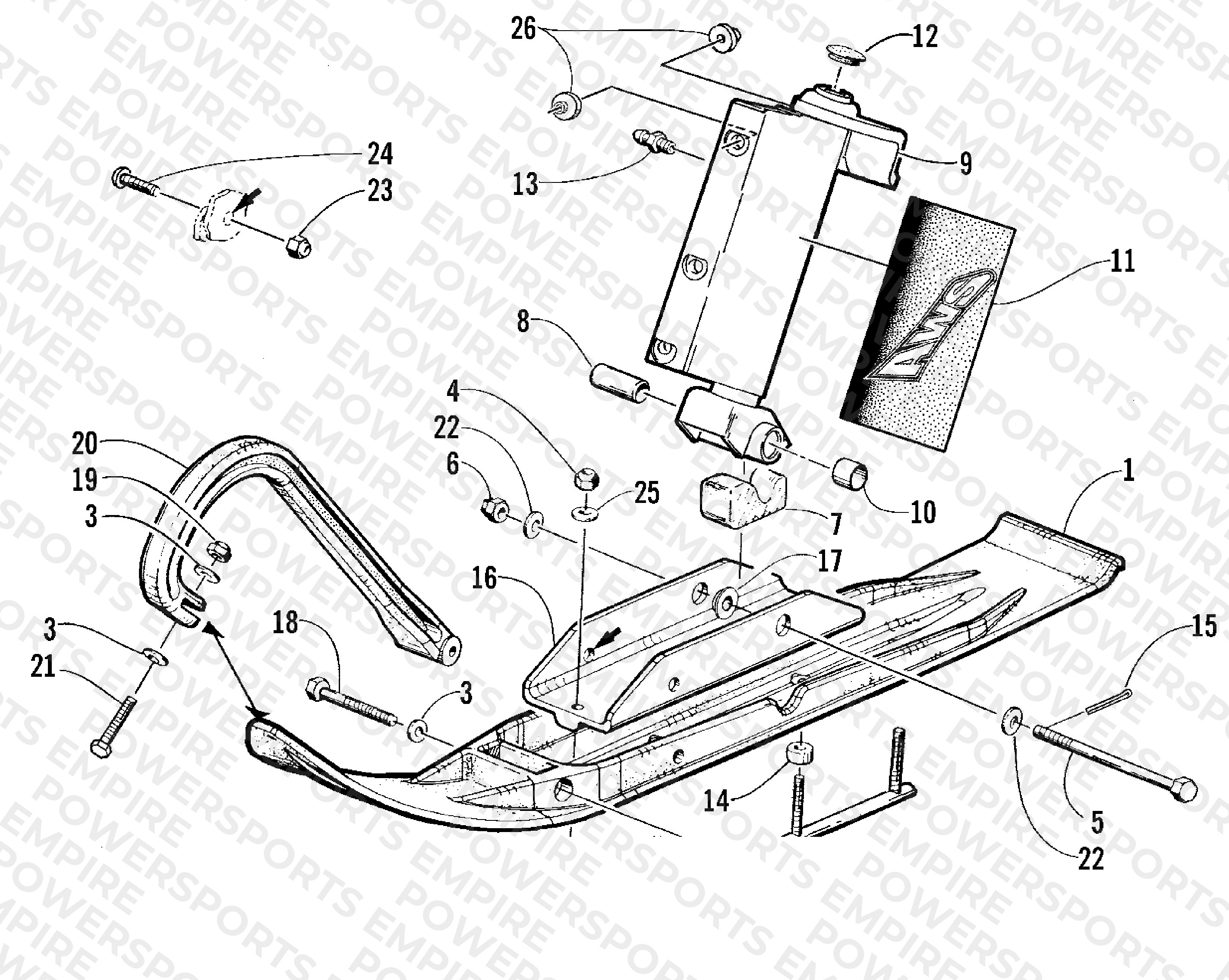 SKI AND SPINDLE ASSEMBLY