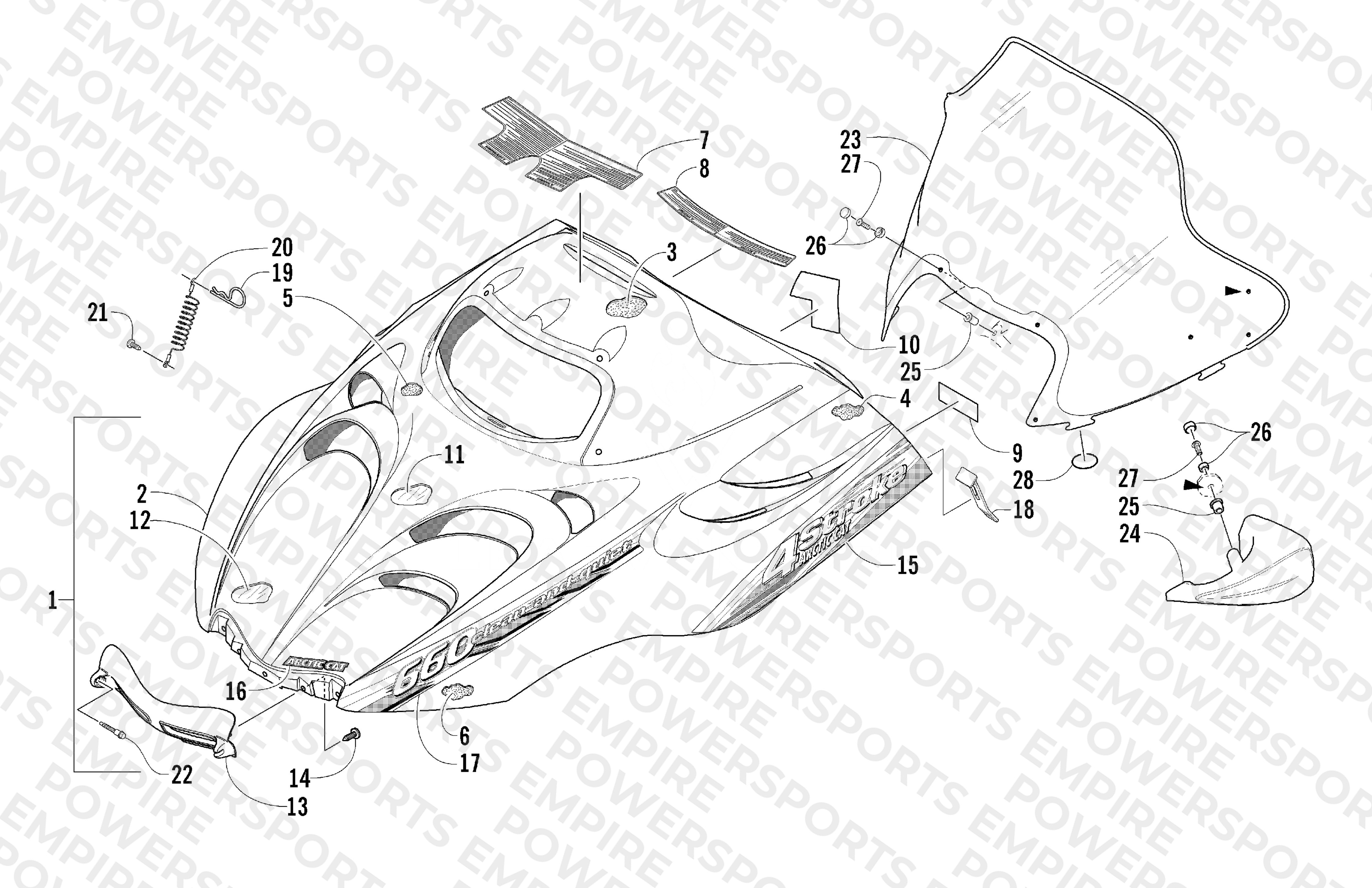 HOOD AND WINDSHIELD ASSEMBLY