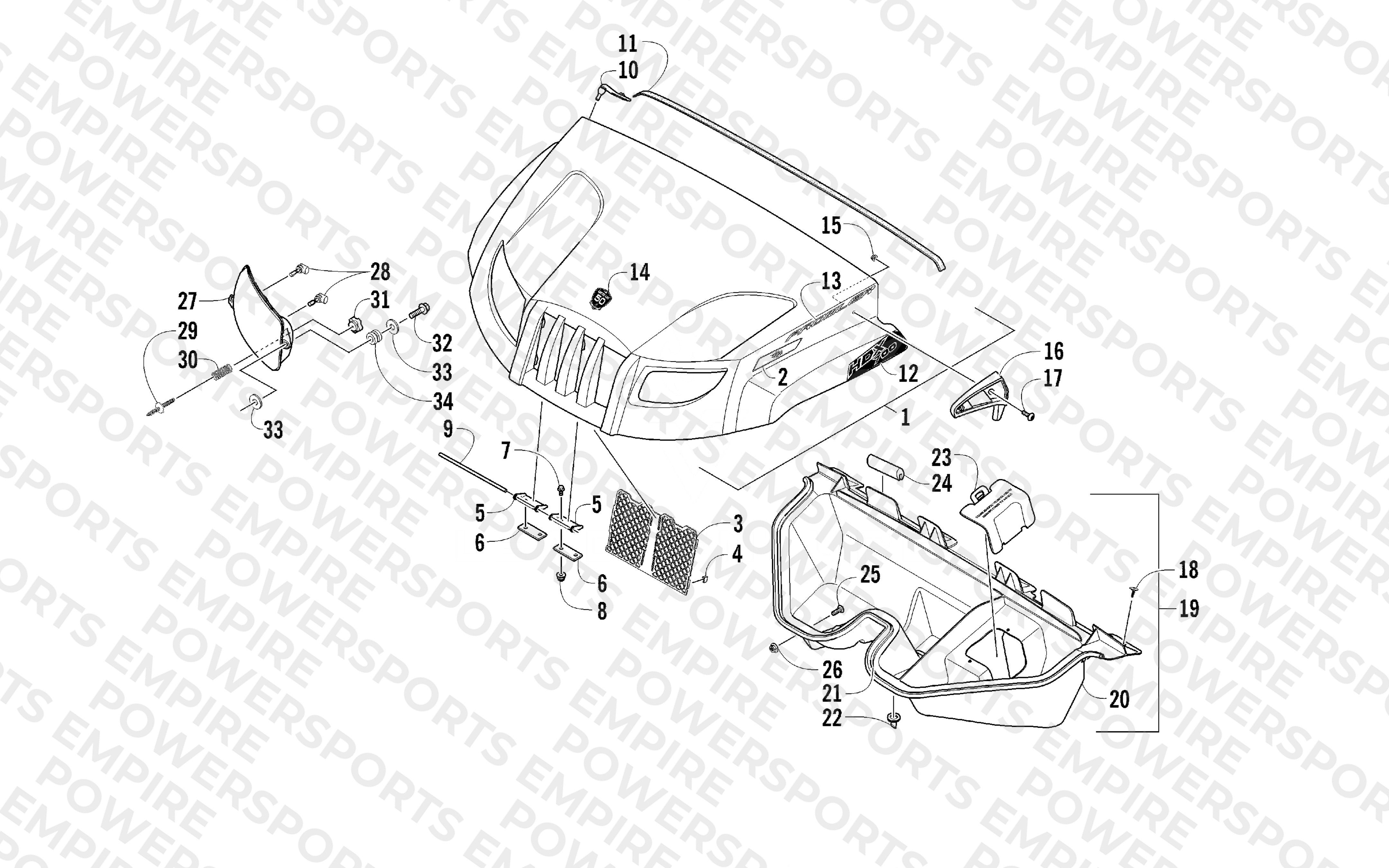 HOOD AND HEADLIGHT ASSEMBLY