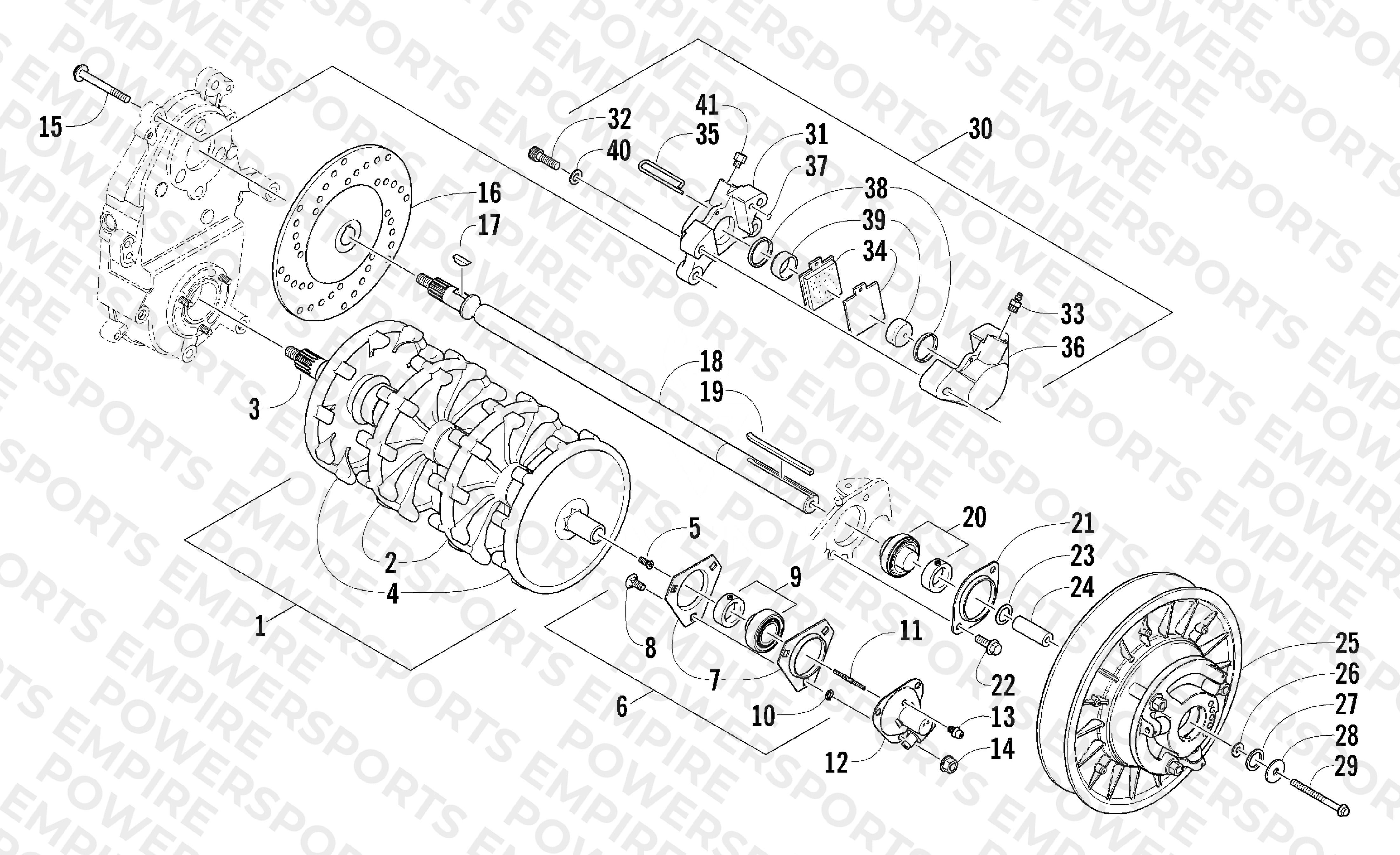 DRIVE TRAIN SHAFTS AND BRAKE ASSEMBLIES