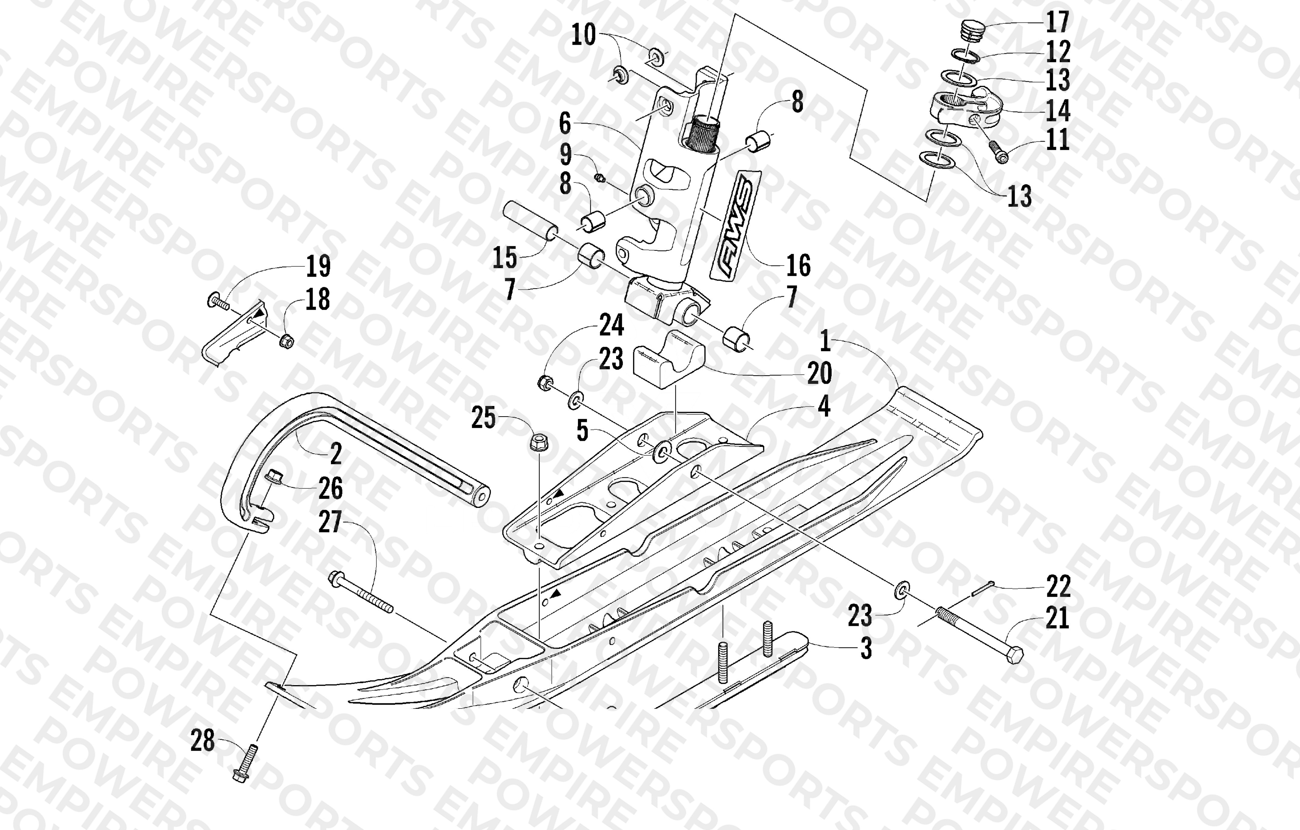 SKI AND SPINDLE ASSEMBLY