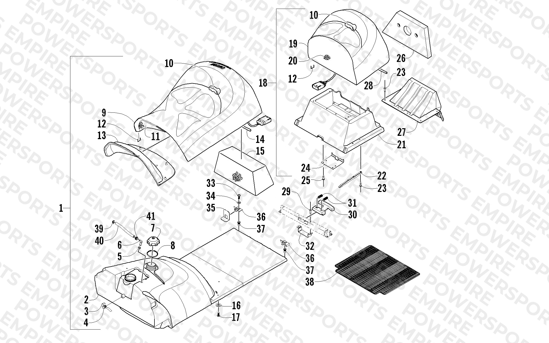 GAS TANK AND SEAT ASSEMBLY