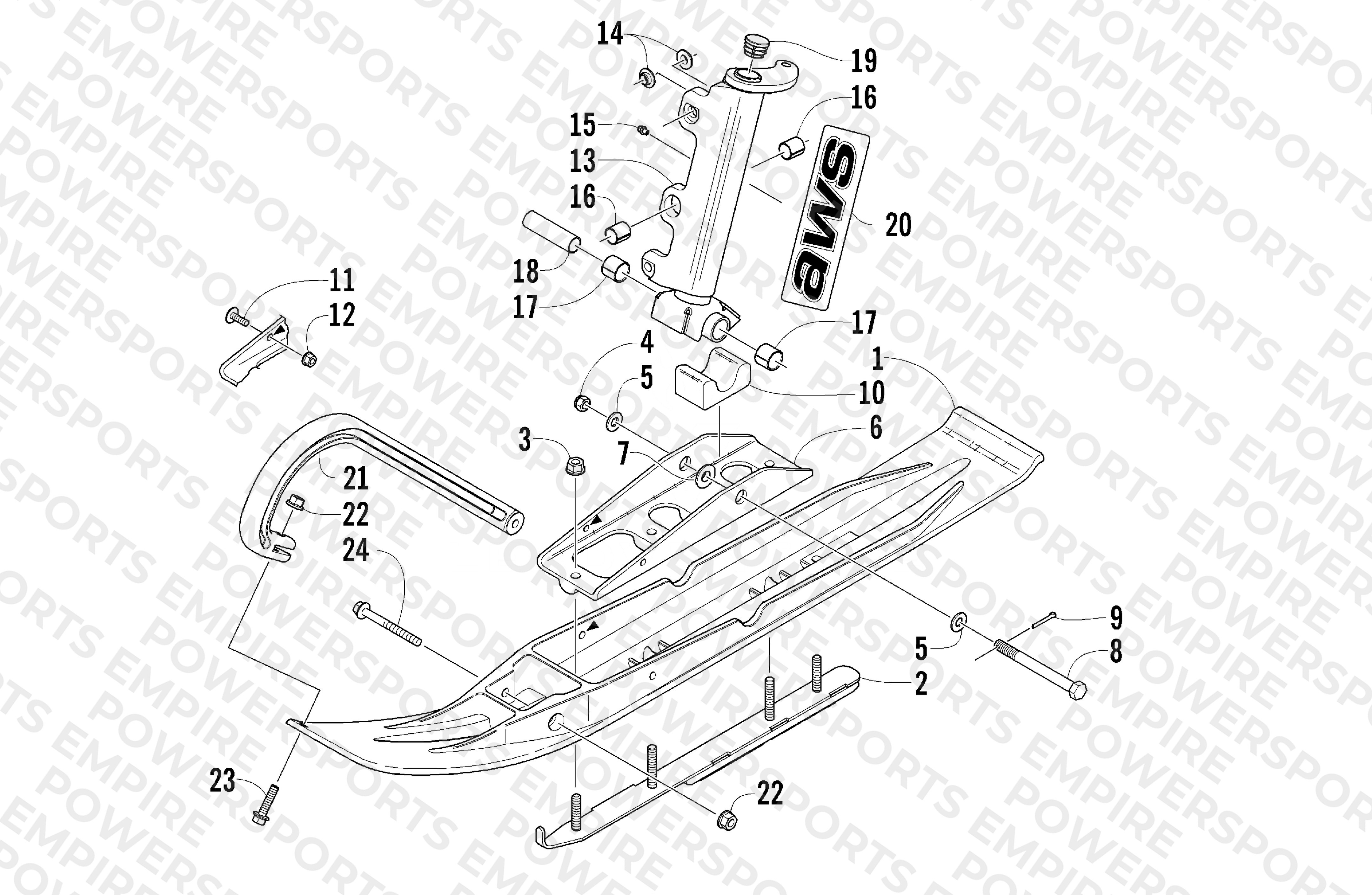 SKI AND SPINDLE ASSEMBLY