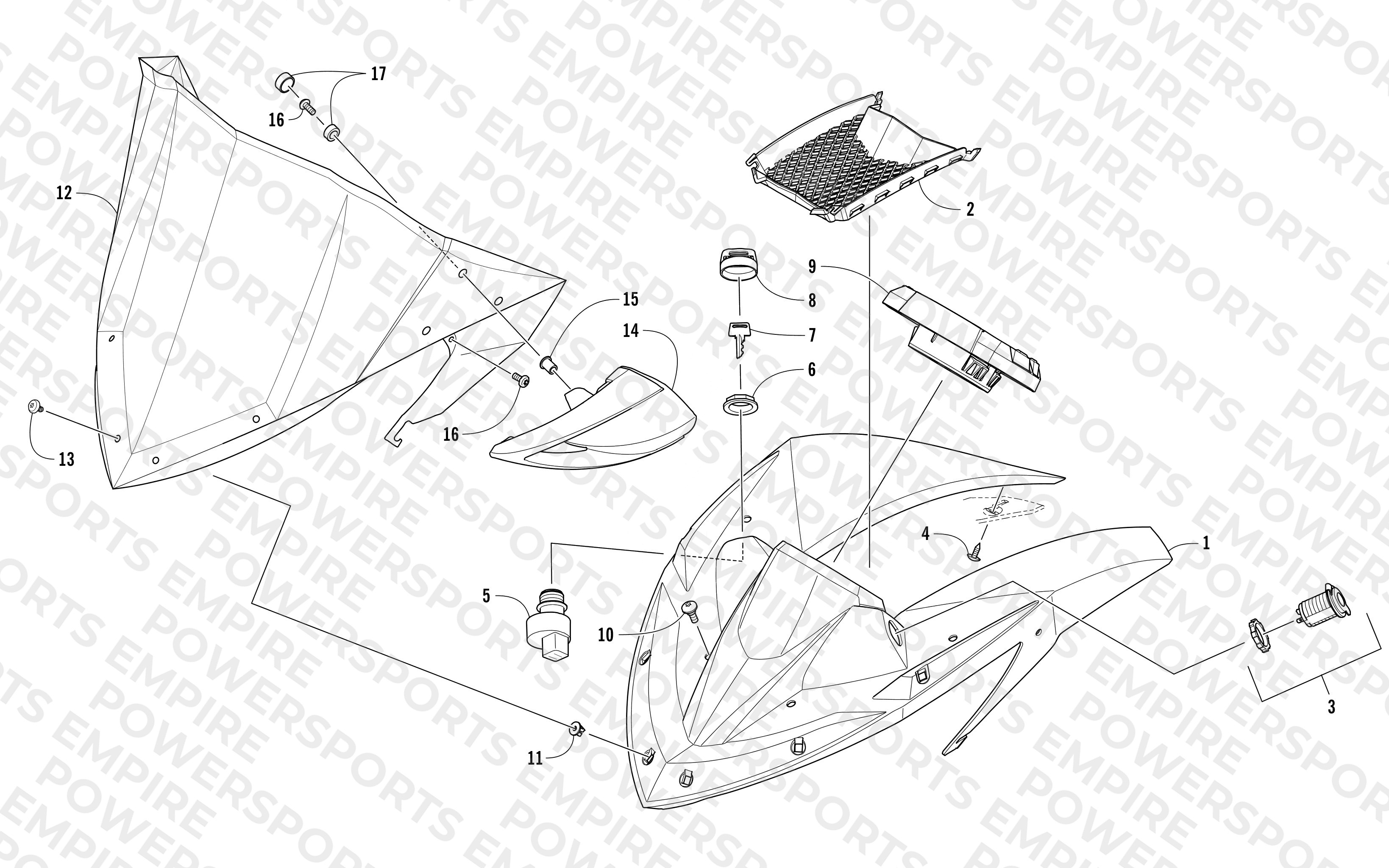 WINDSHIELD AND INSTRUMENTS ASSEMBLIES