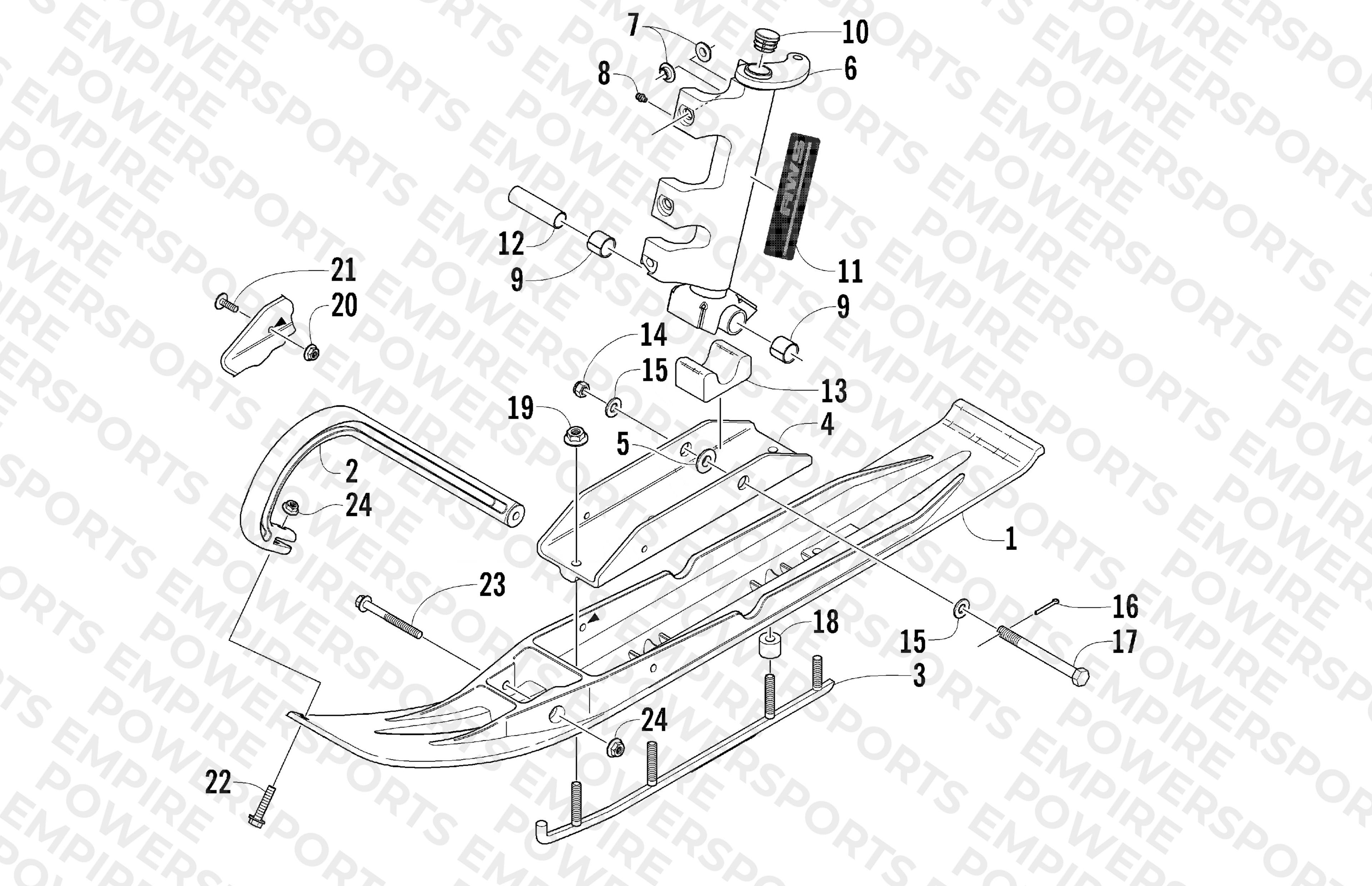 SKI AND SPINDLE ASSEMBLY