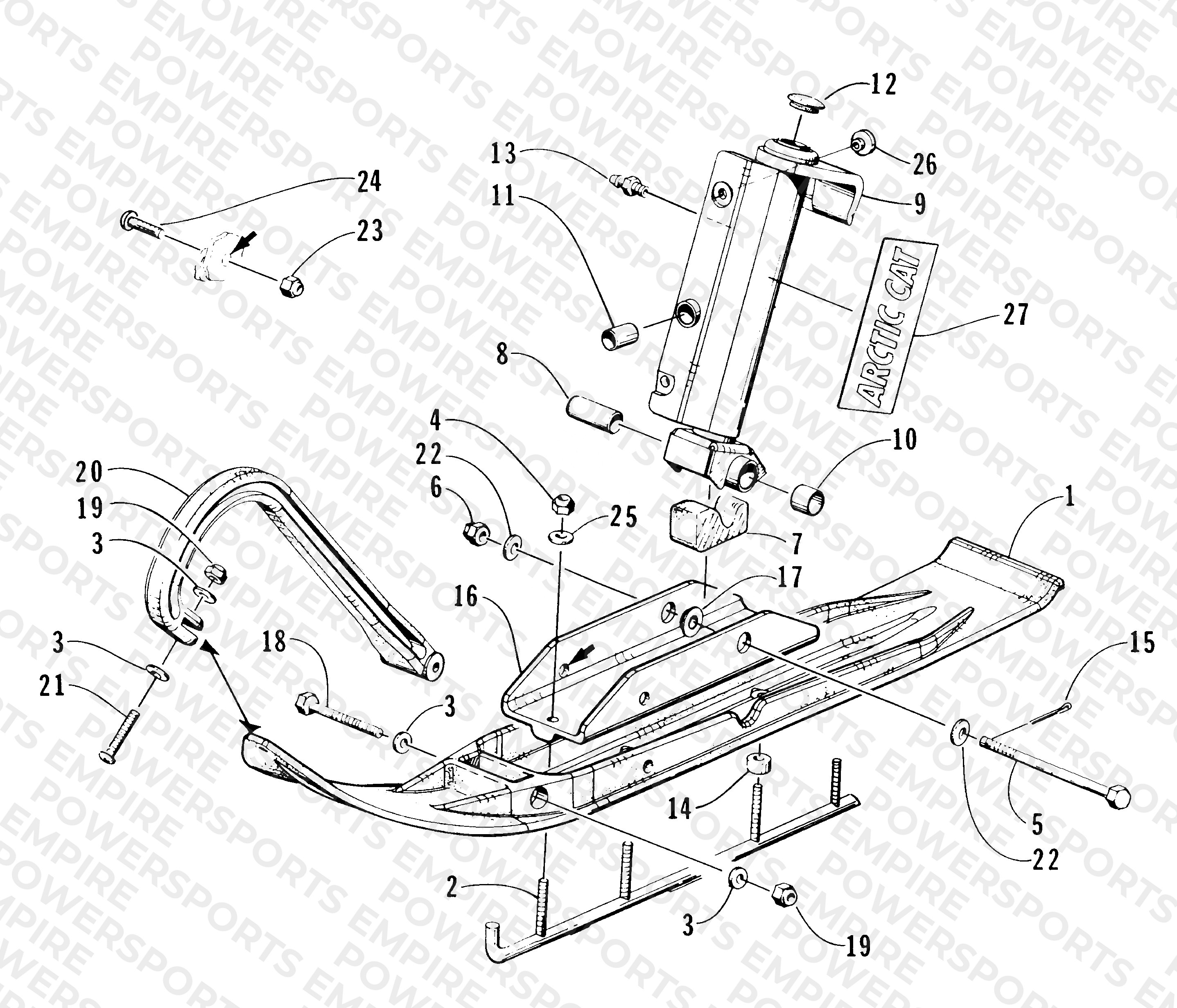 SKI AND SPINDLE ASSEMBLY