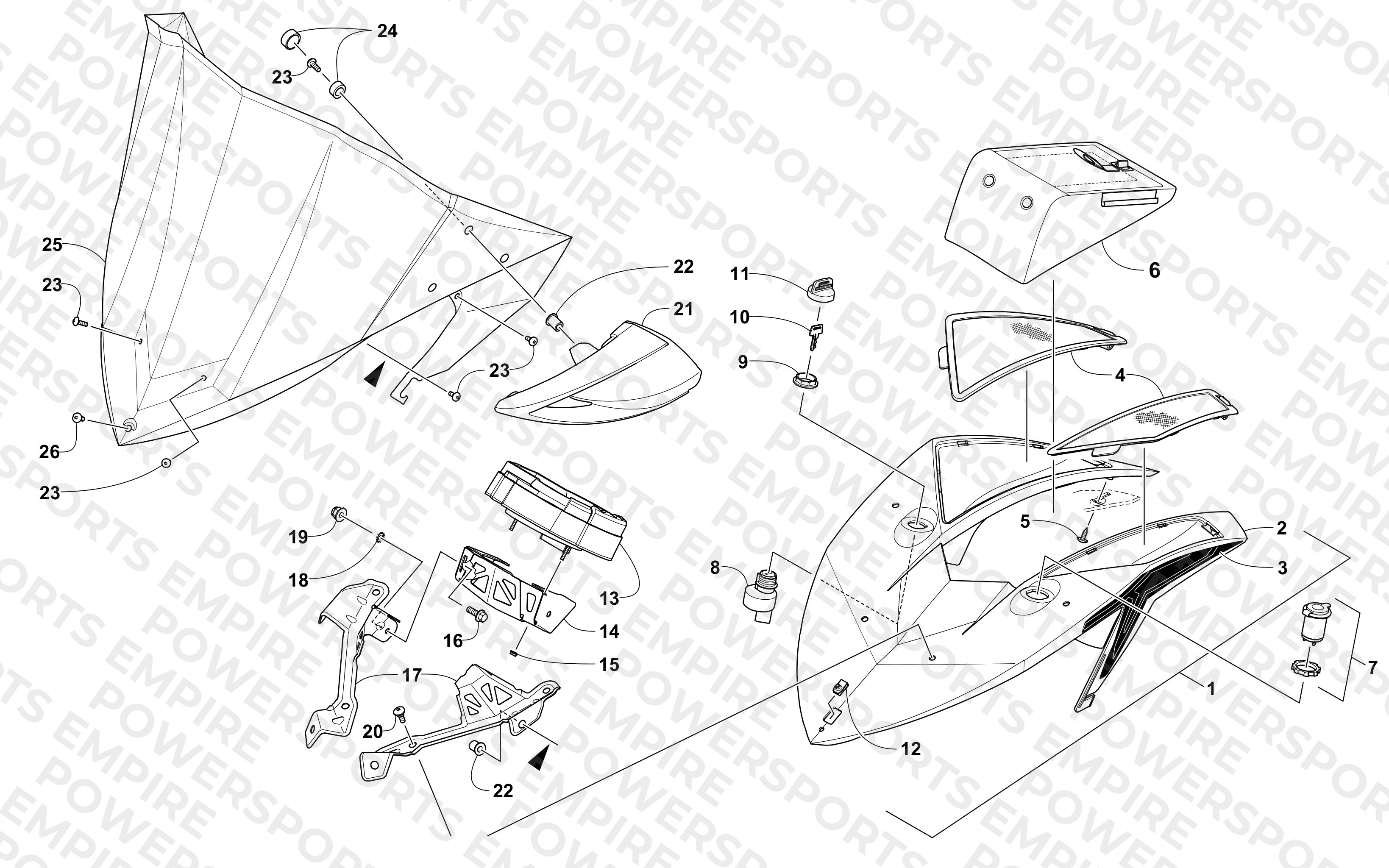 WINDSHIELD AND INSTRUMENTS ASSEMBLIES