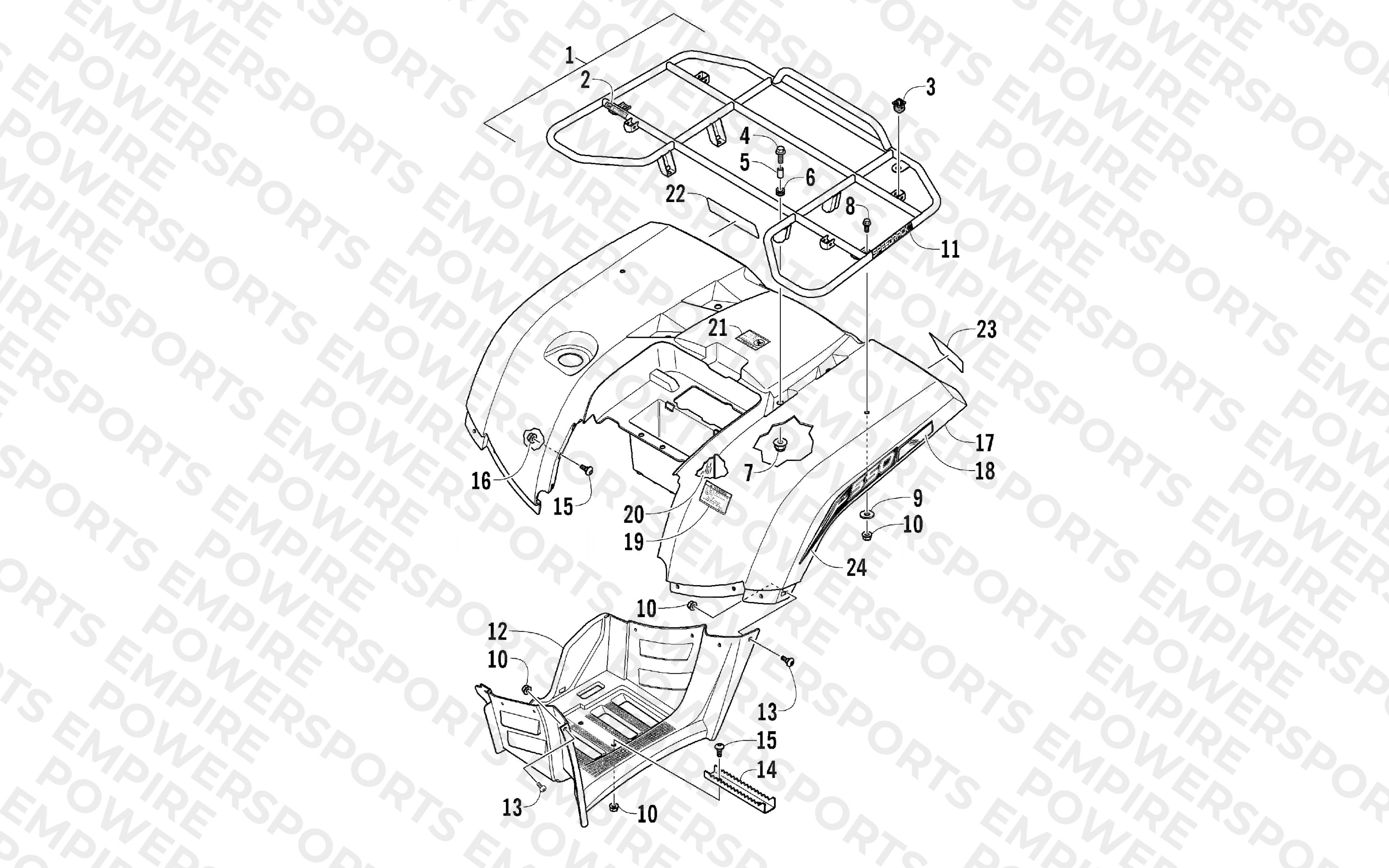 REAR RACK, BODY PANEL, AND FOOTWELL ASSEMBLIES