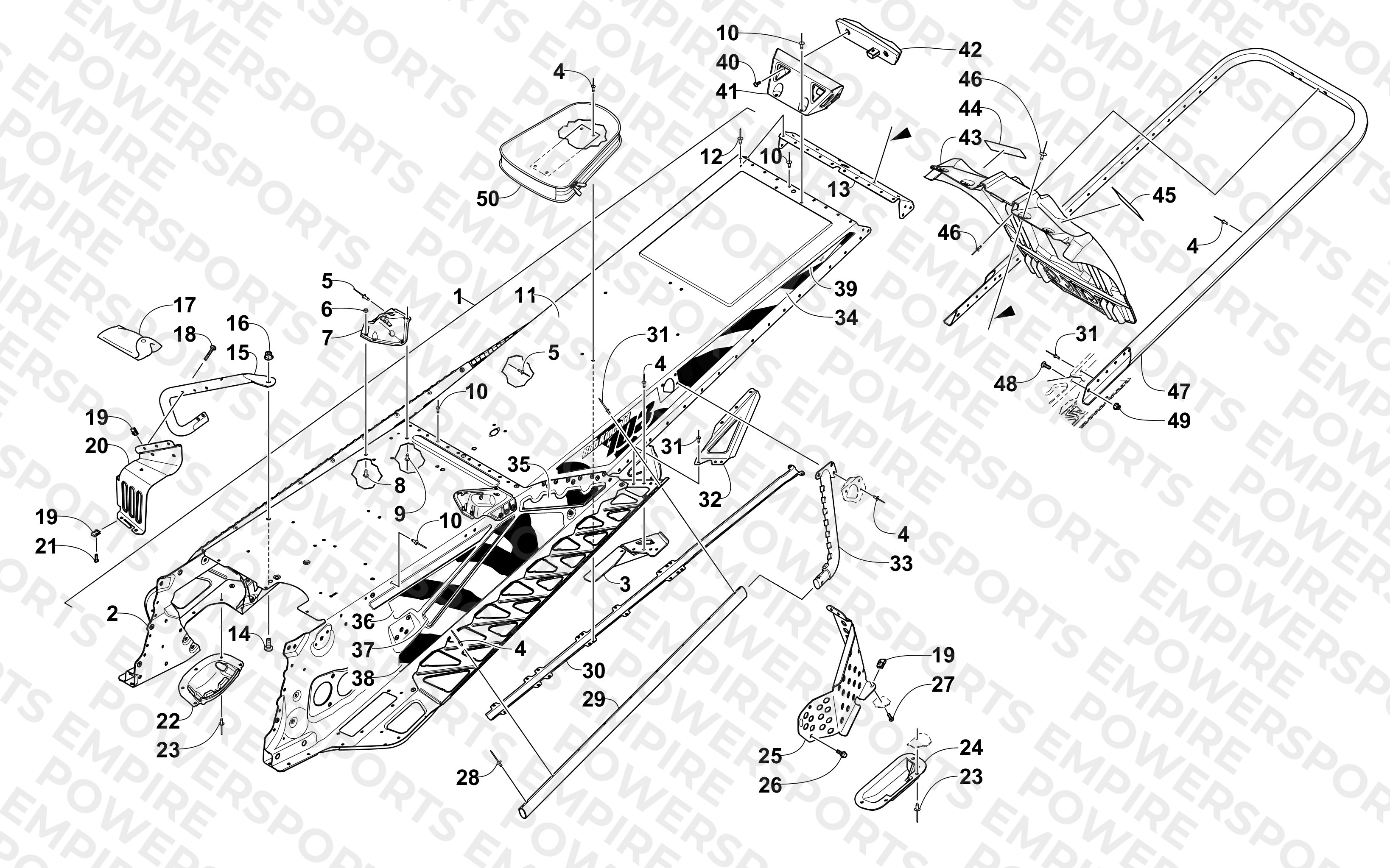TUNNEL, REAR BUMPER, AND SNOWFLAP ASSEMBLY