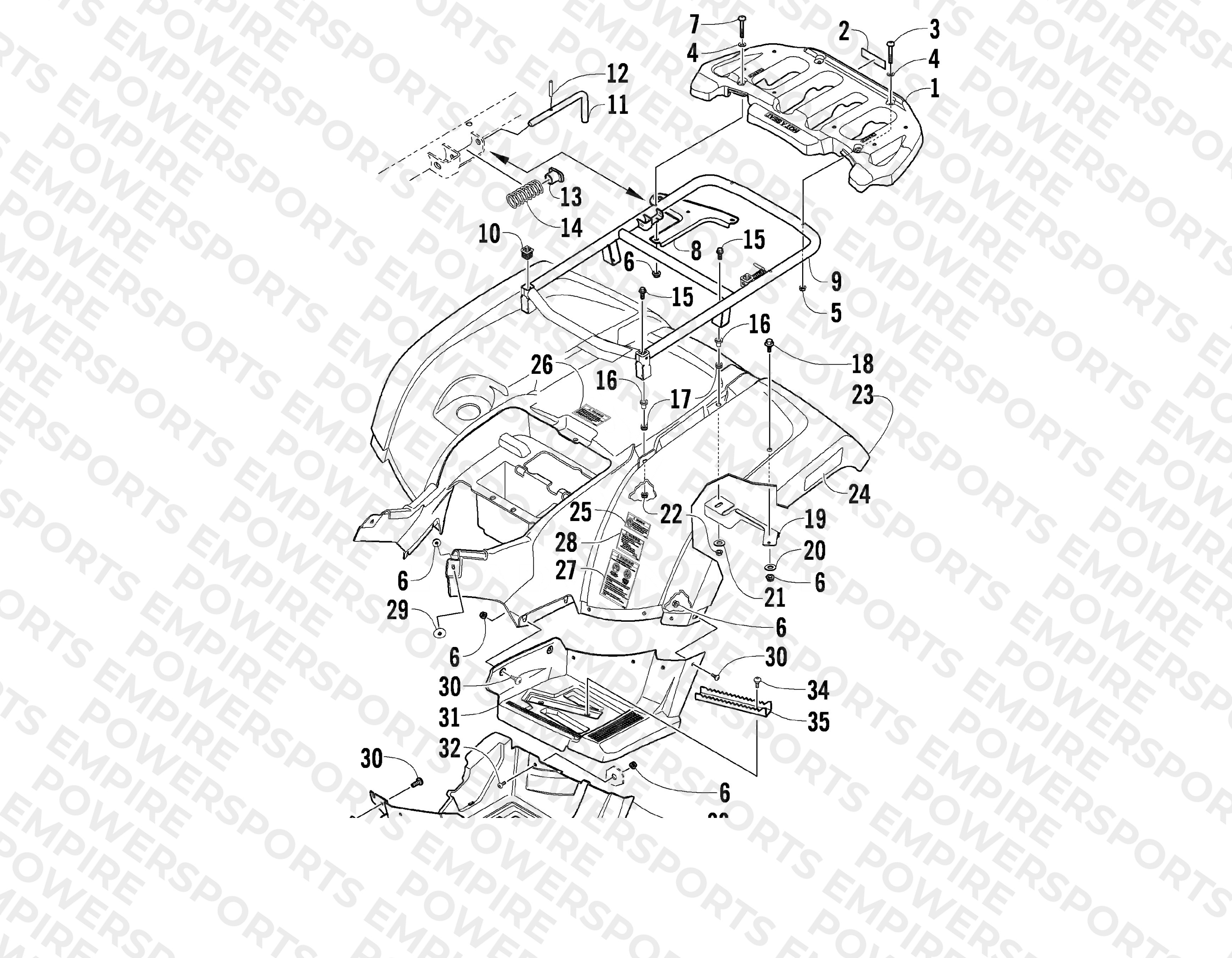 REAR RACK, BODY PANEL, AND FOOTWELL ASSEMBLIES