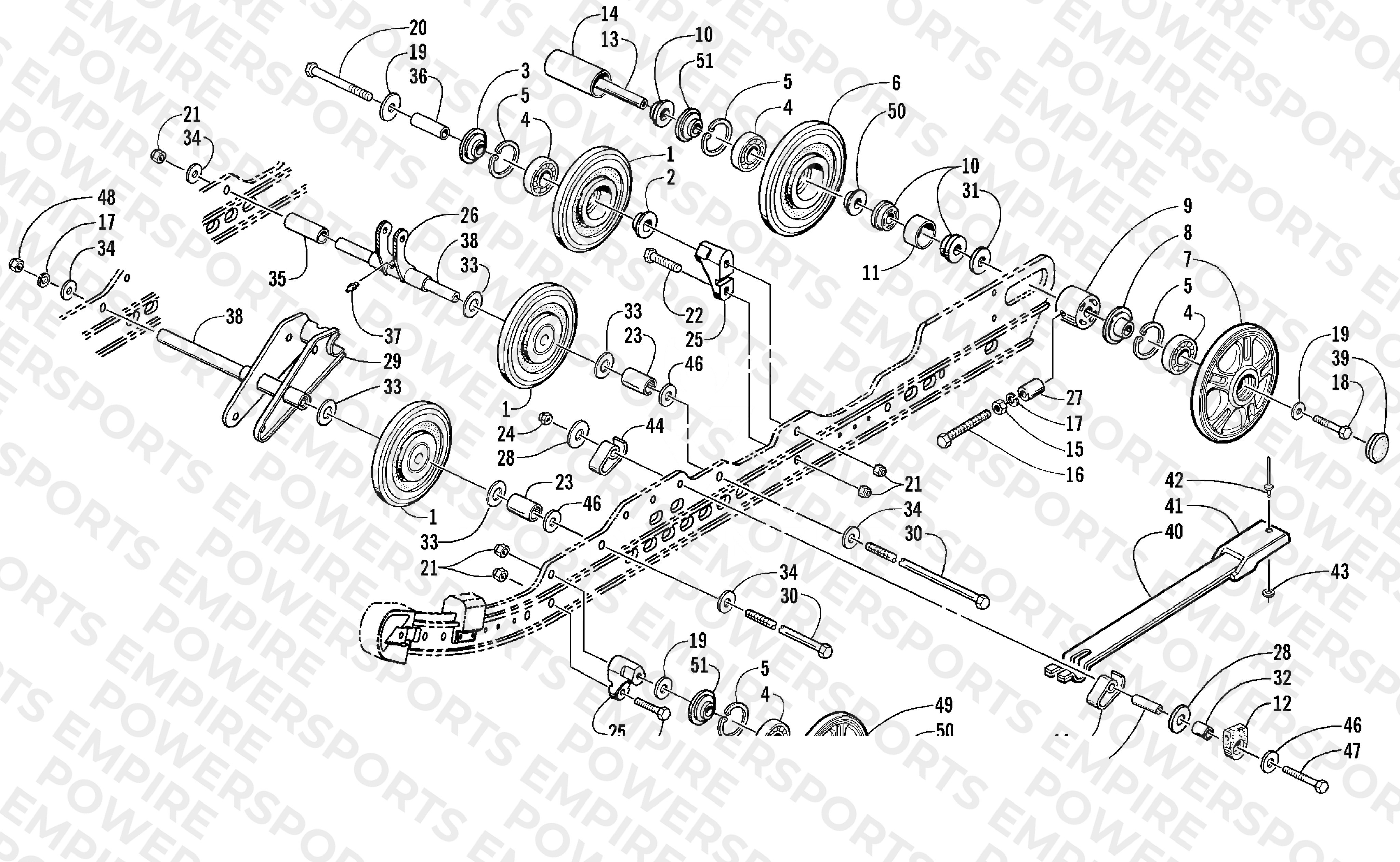 IDLER WHEEL AND AXLE ASSEMBLIES
