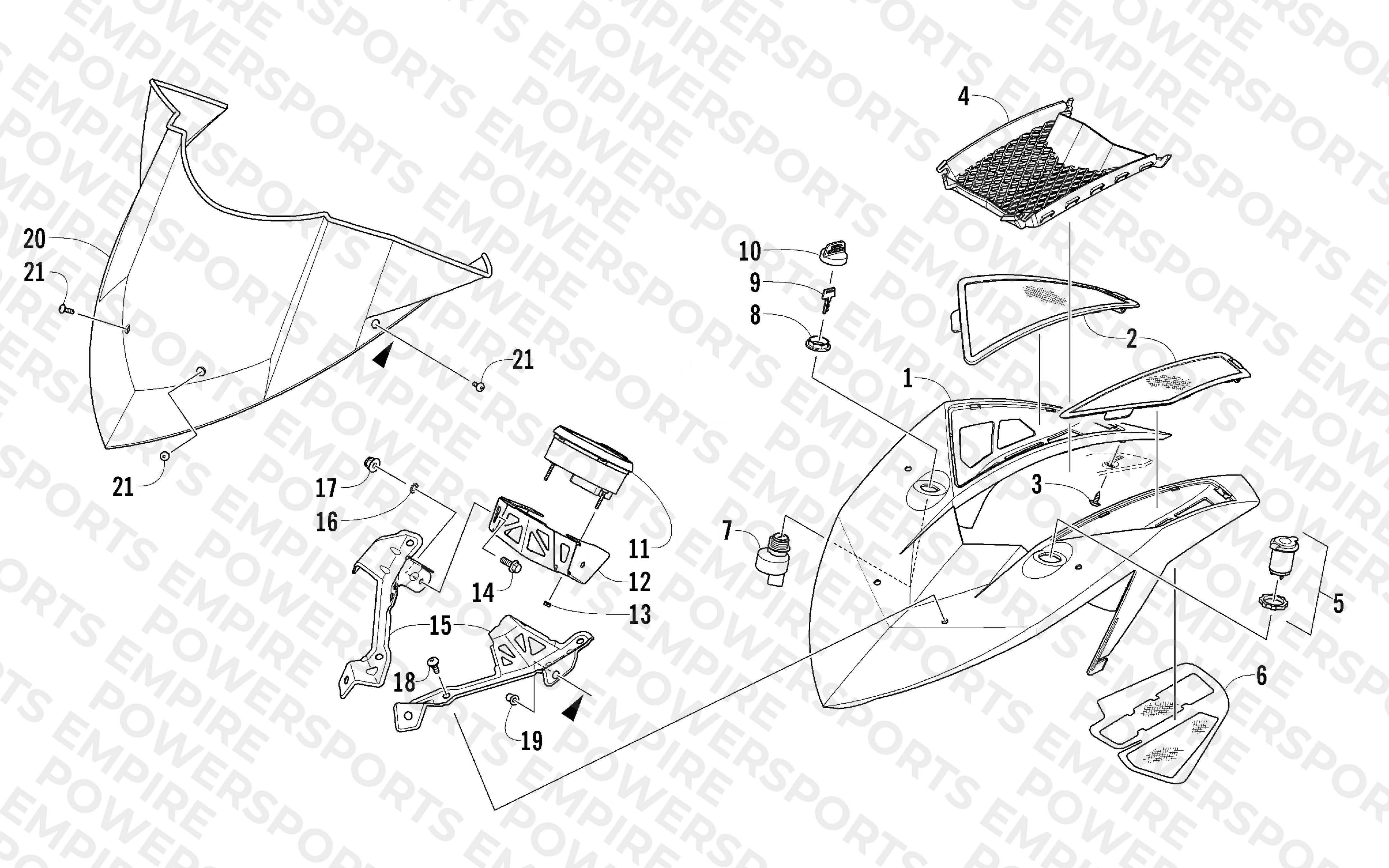 WINDSHIELD AND INSTRUMENTS ASSEMBLIES