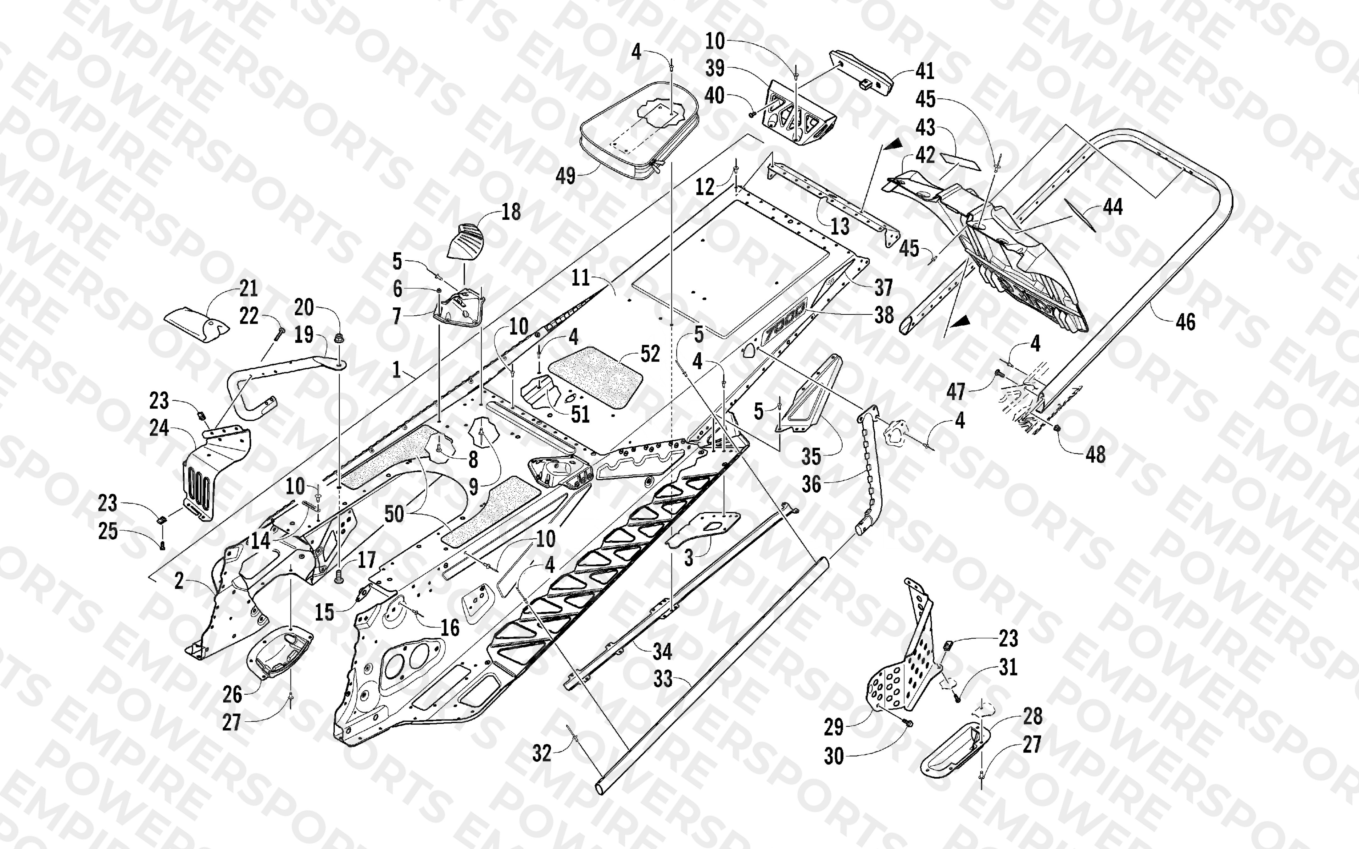 TUNNEL, REAR BUMPER, AND SNOWFLAP ASSEMBLY