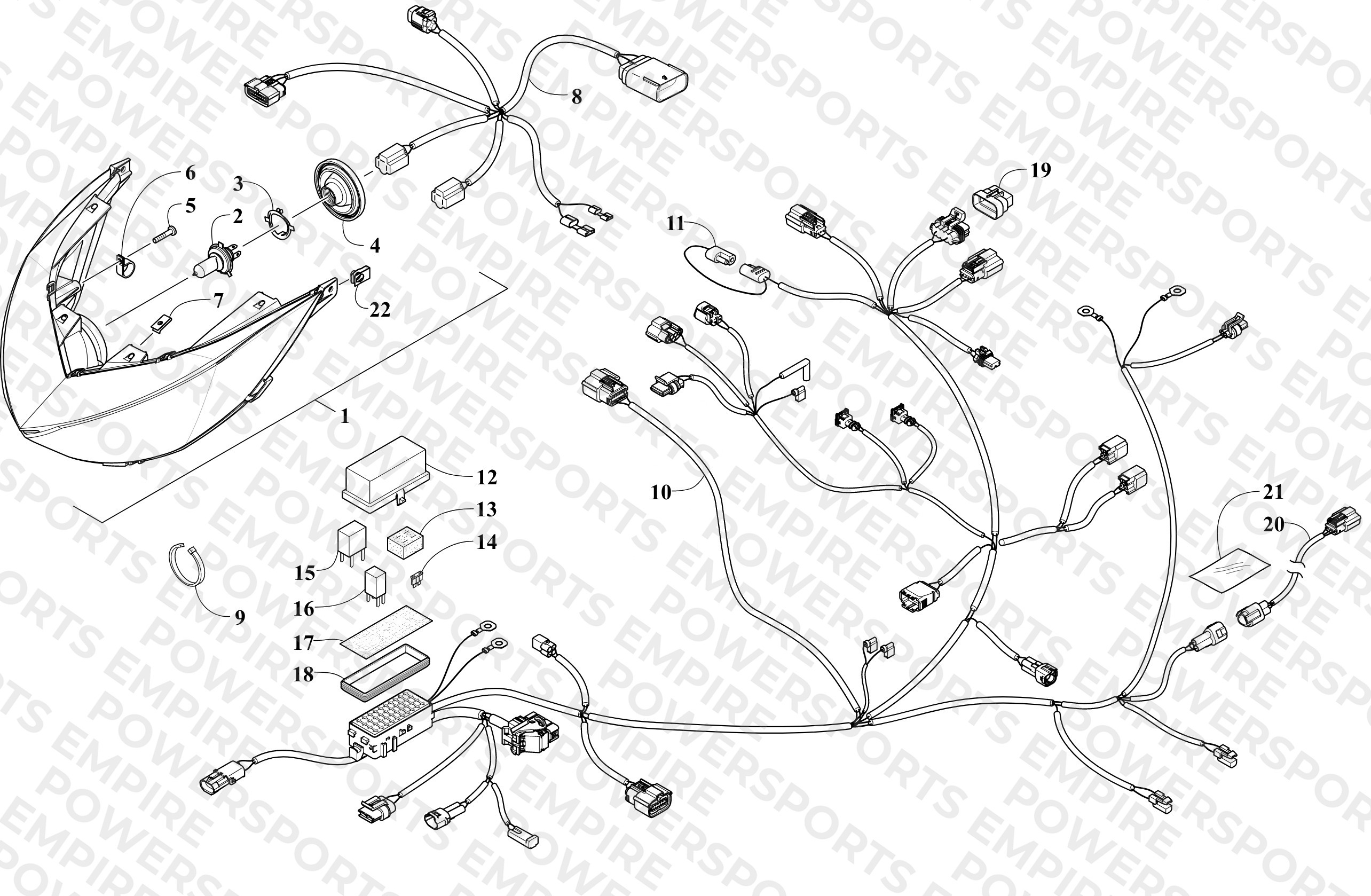 HEADLIGHT AND WIRING ASSEMBLIES