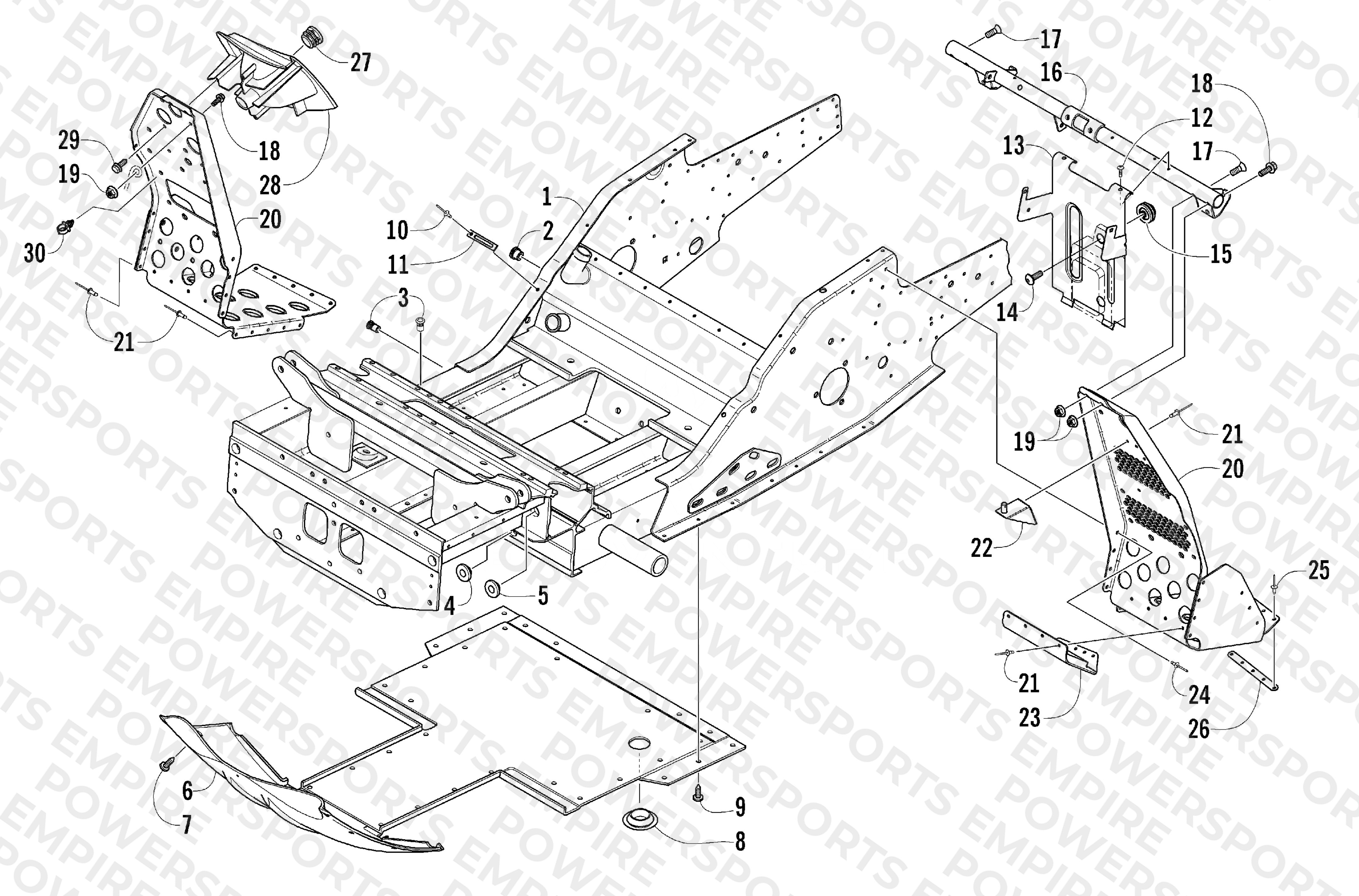 FRONT FRAME AND FOOTREST ASSEMBLY