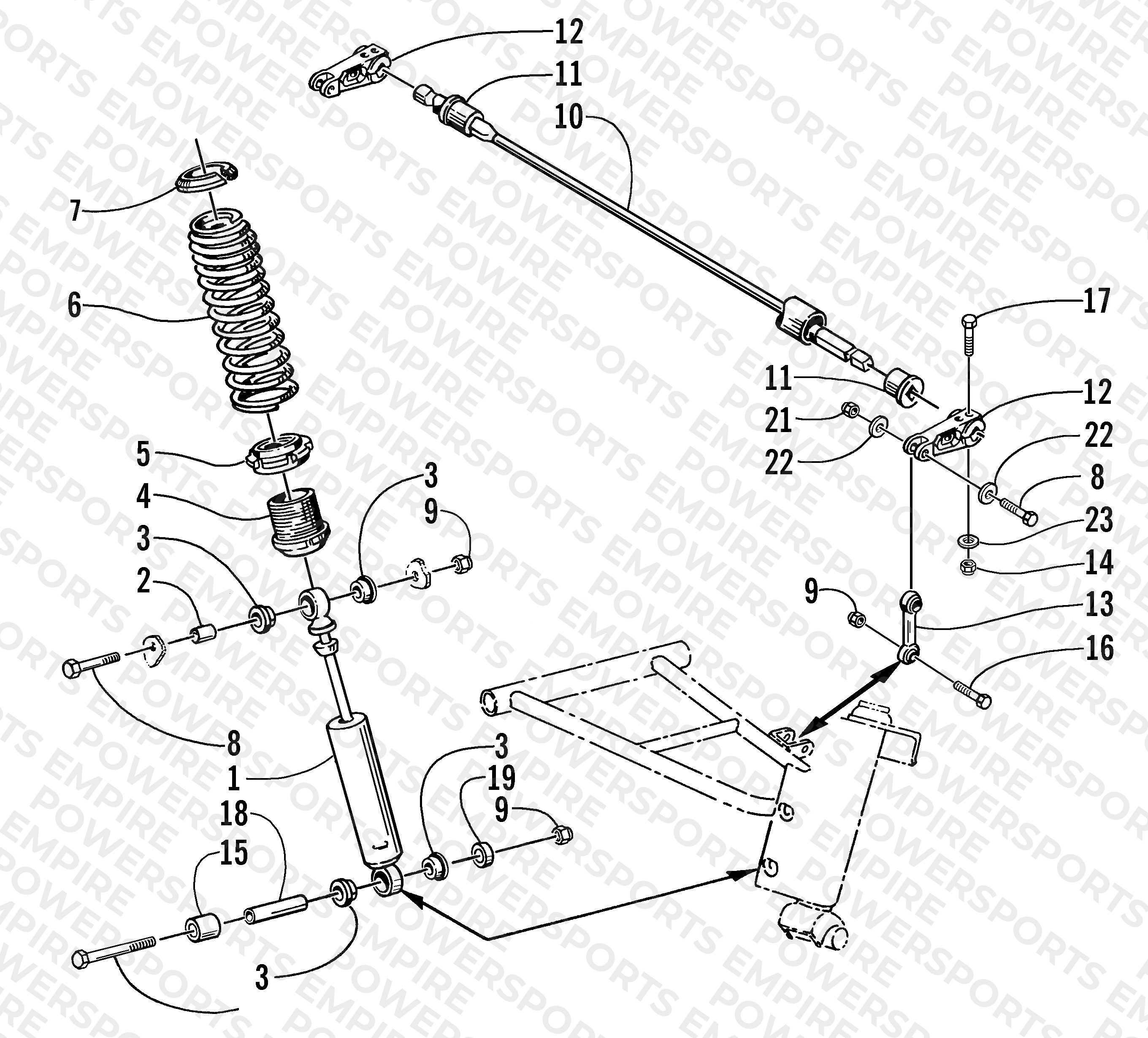 SHOCK ABSORBER AND SWAY BAR ASSEMBLY