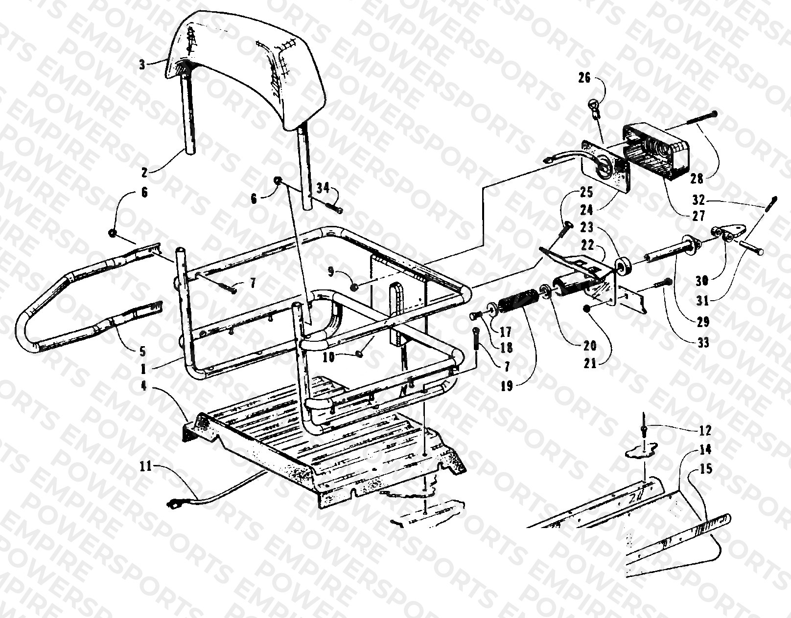 RACK, BACKREST ,TAILLIGHT, AND HITCH ASSEMBLIES