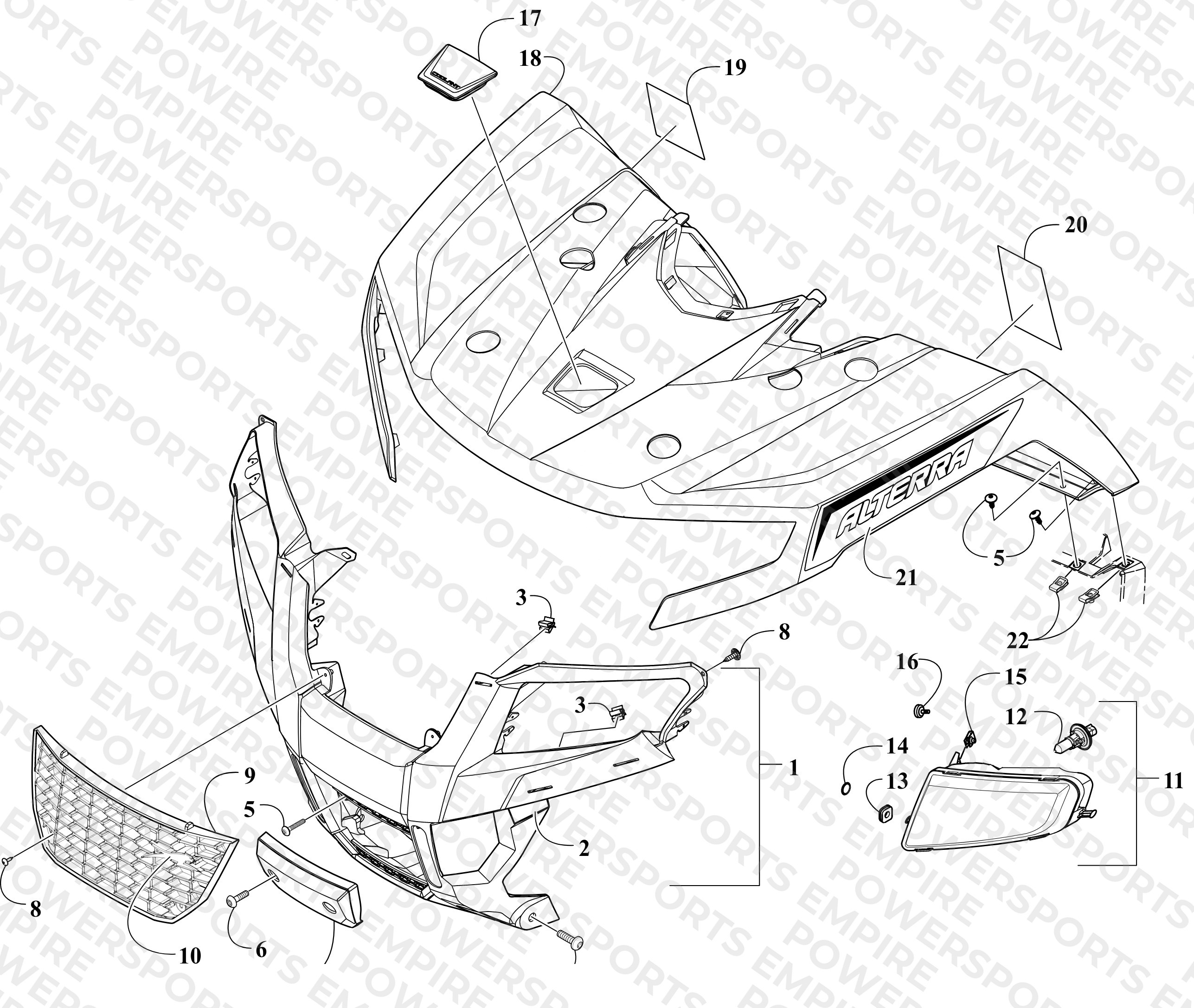 FRONT BODY PANEL AND HEADLIGHT ASSEMBLIES
