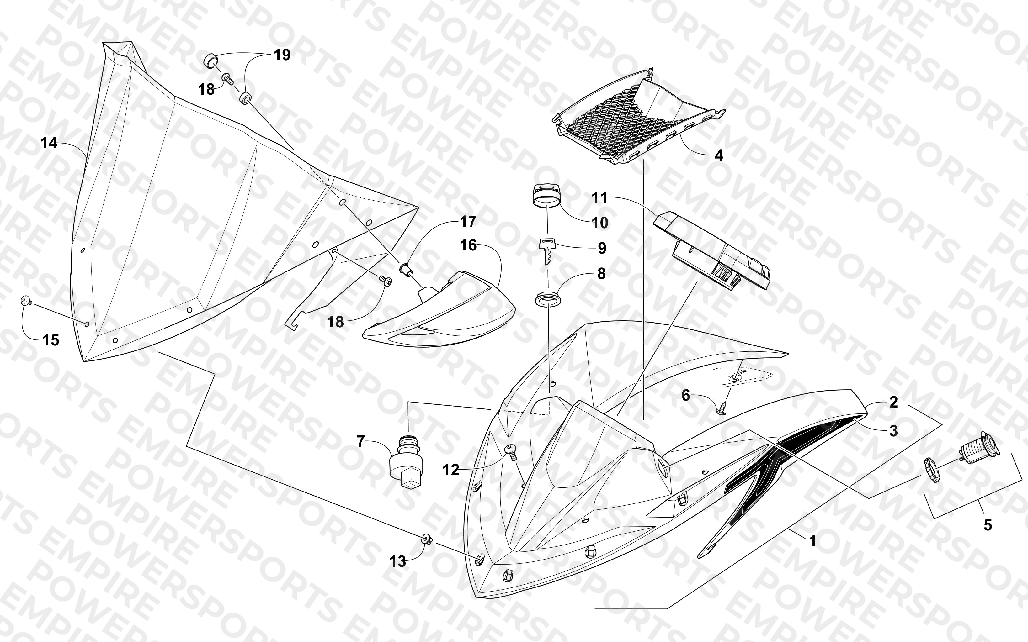WINDSHIELD AND INSTRUMENTS ASSEMBLIES