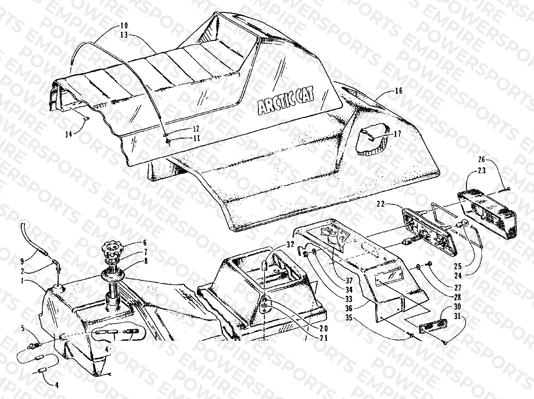 GAS TANK, SEAT, AND TAILLIGHT ASSEMBLIES