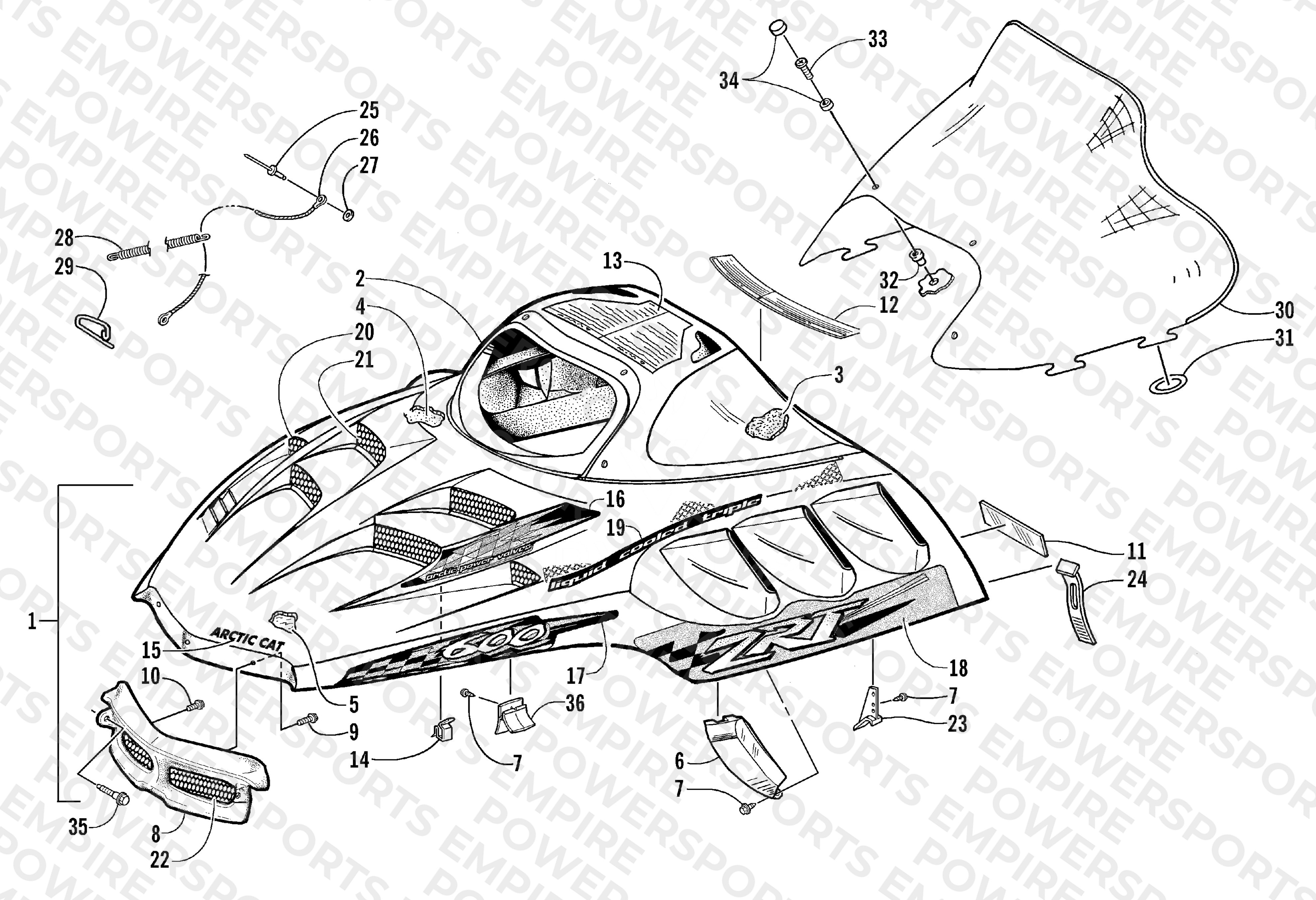 HOOD AND WINDSHIELD ASSEMBLY