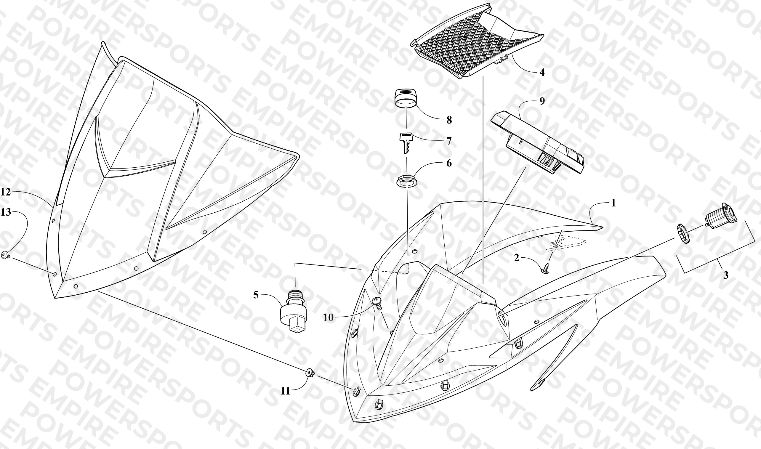 WINDSHIELD AND INSTRUMENTS ASSEMBLIES