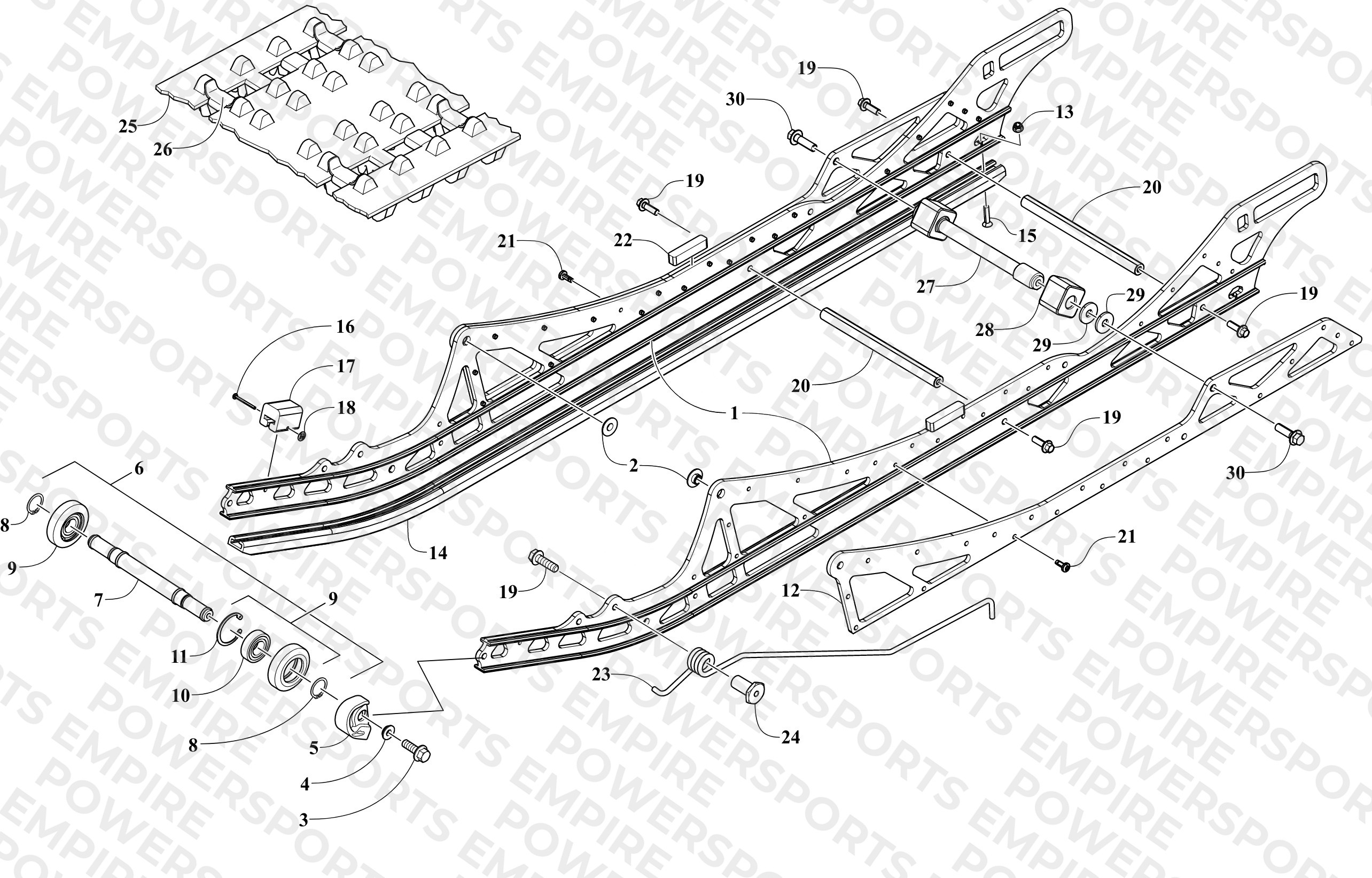 REAR SUSPENSION - SLIDE RAIL AND TRACK ASSEMBLY