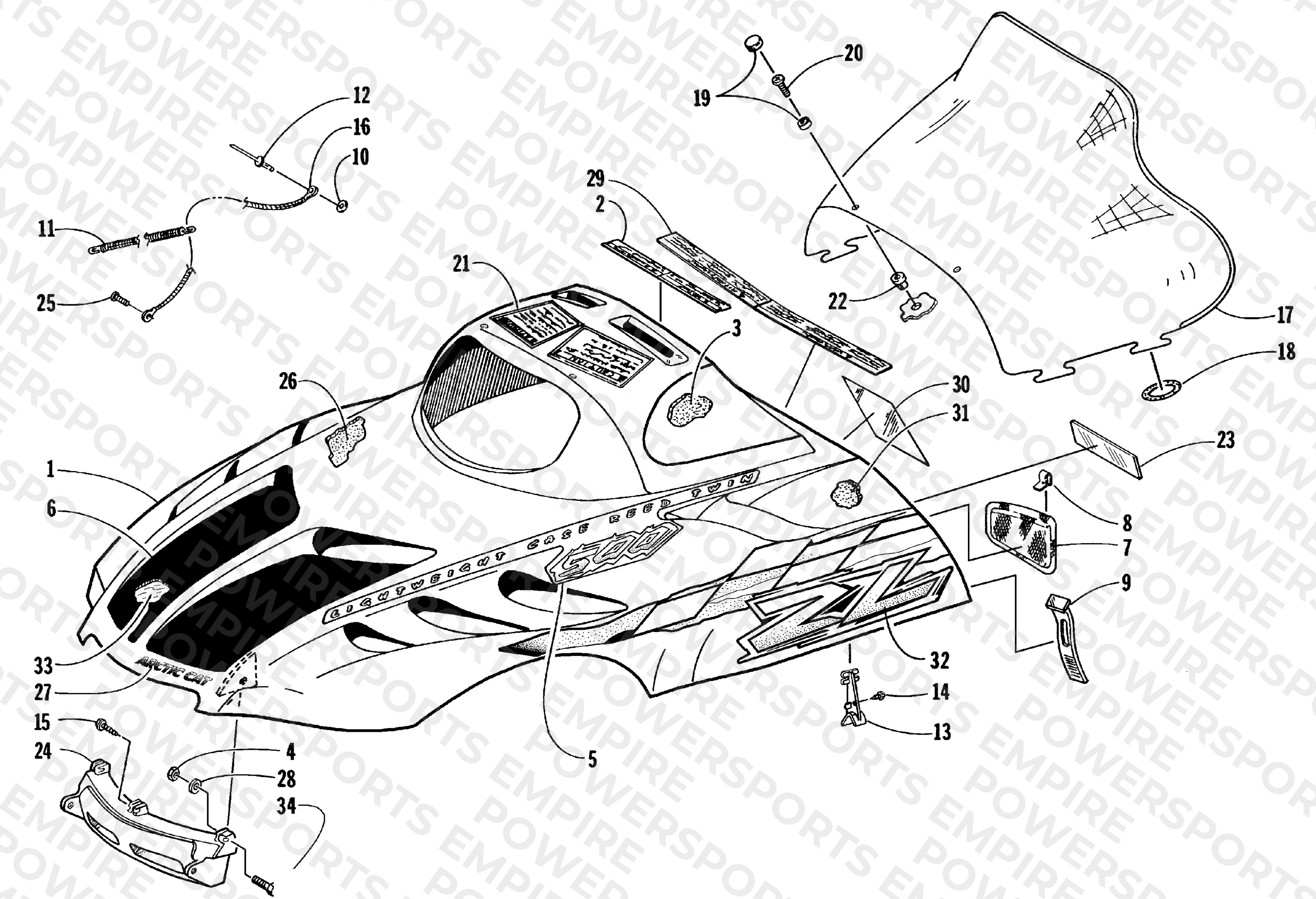 HOOD,WINDSHIELD ASSEMBLY