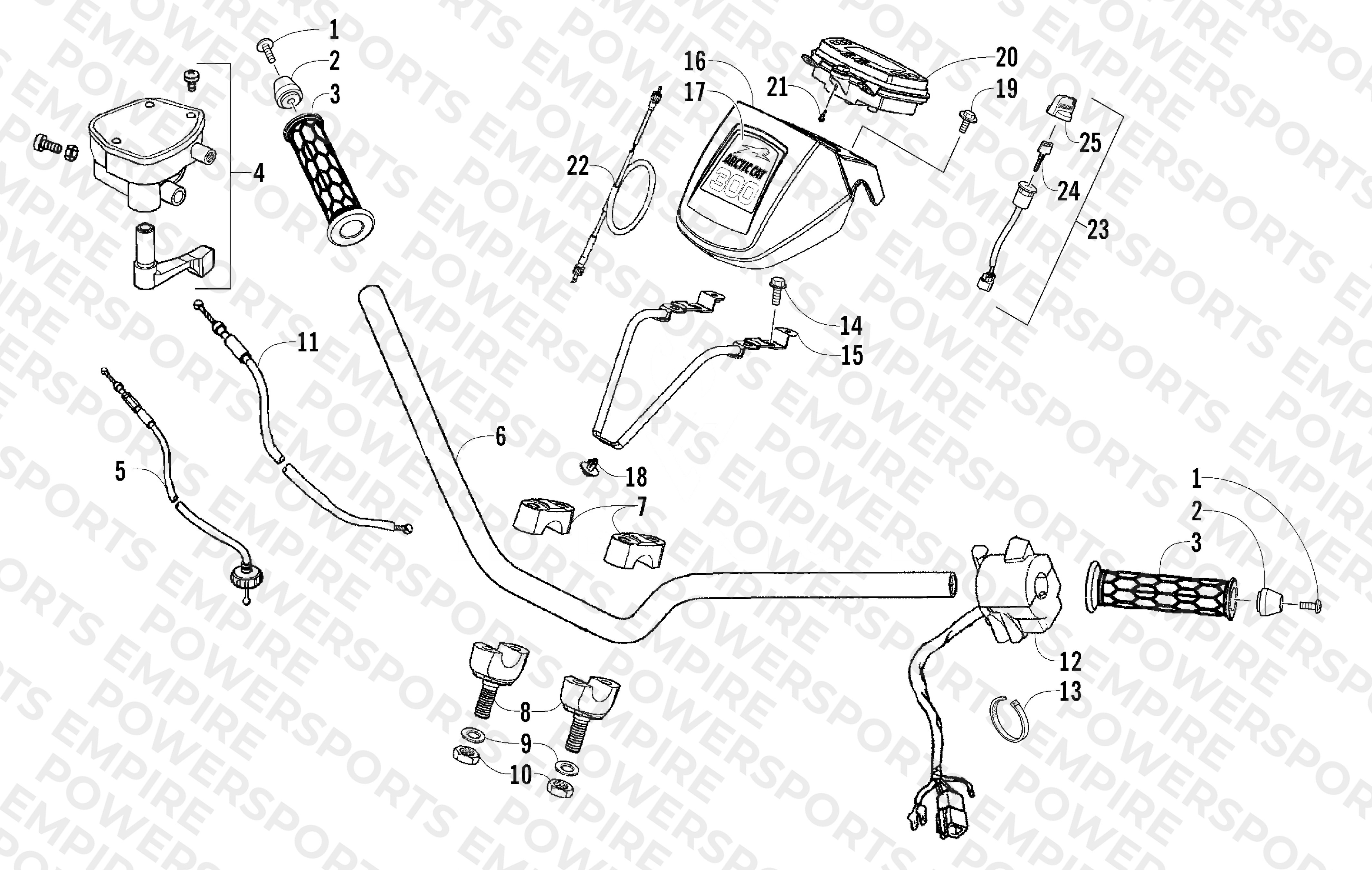 HANDLEBAR, INSTRUMENT POD, AND CONTROL ASSEMBLIES