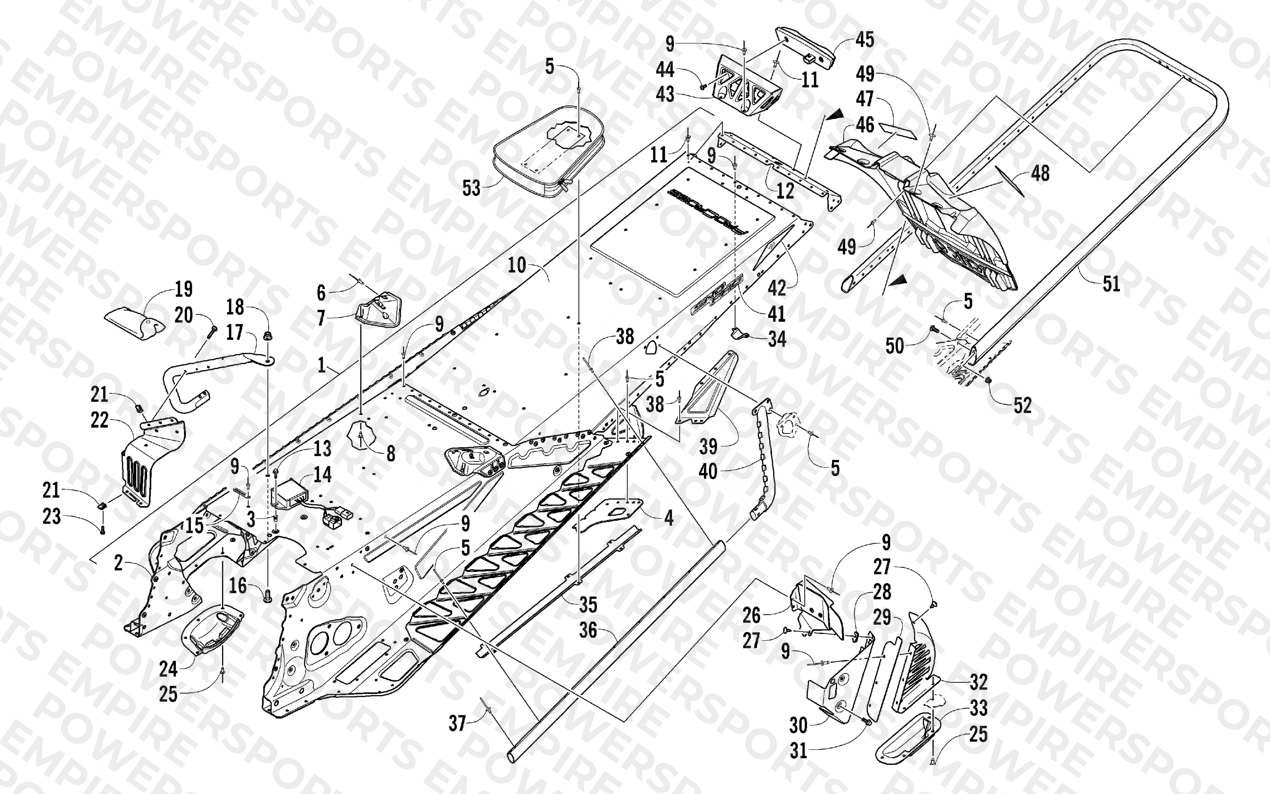 TUNNEL, REAR BUMPER, AND SNOWFLAP ASSEMBLY