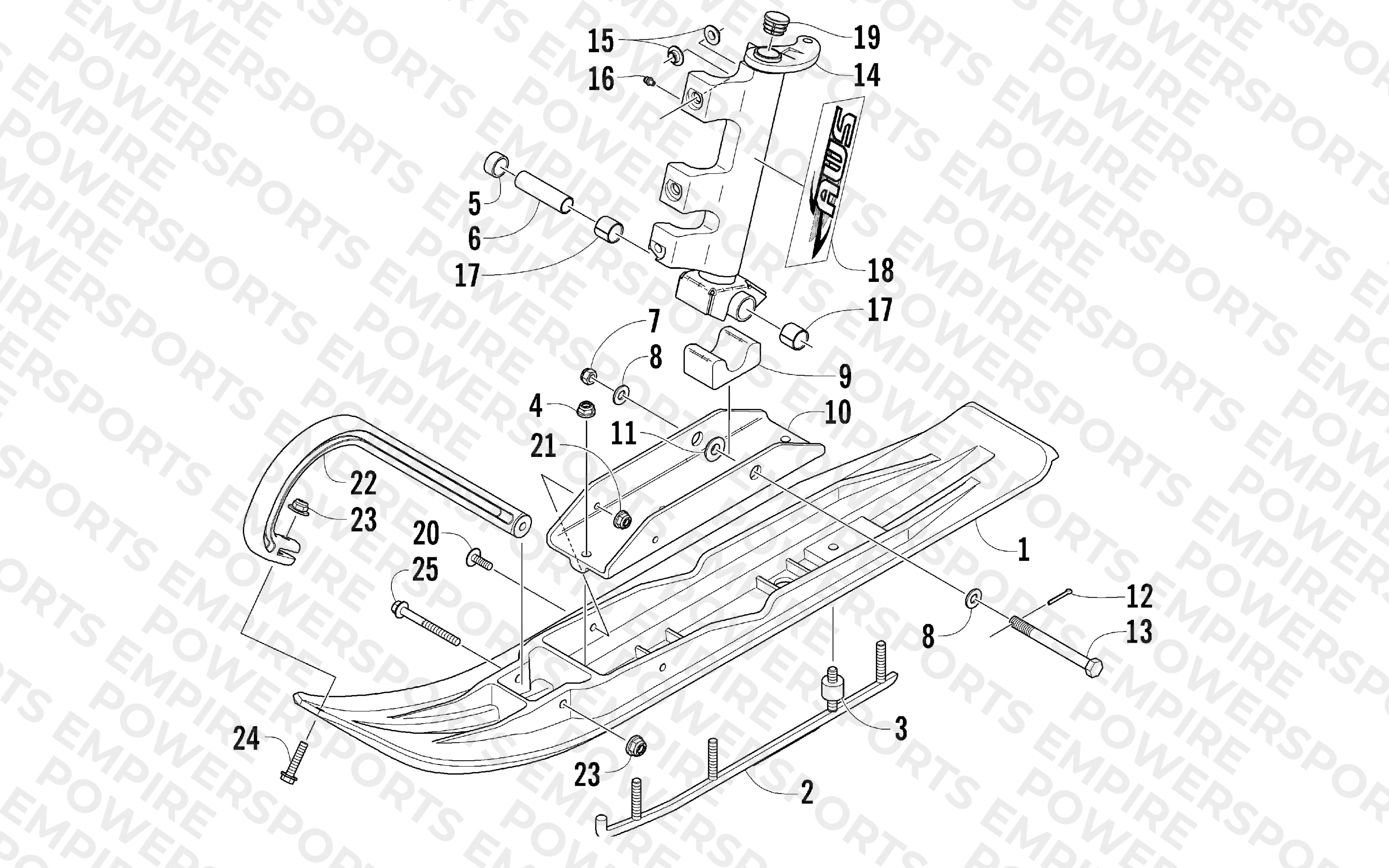 SKI AND SPINDLE ASSEMBLY