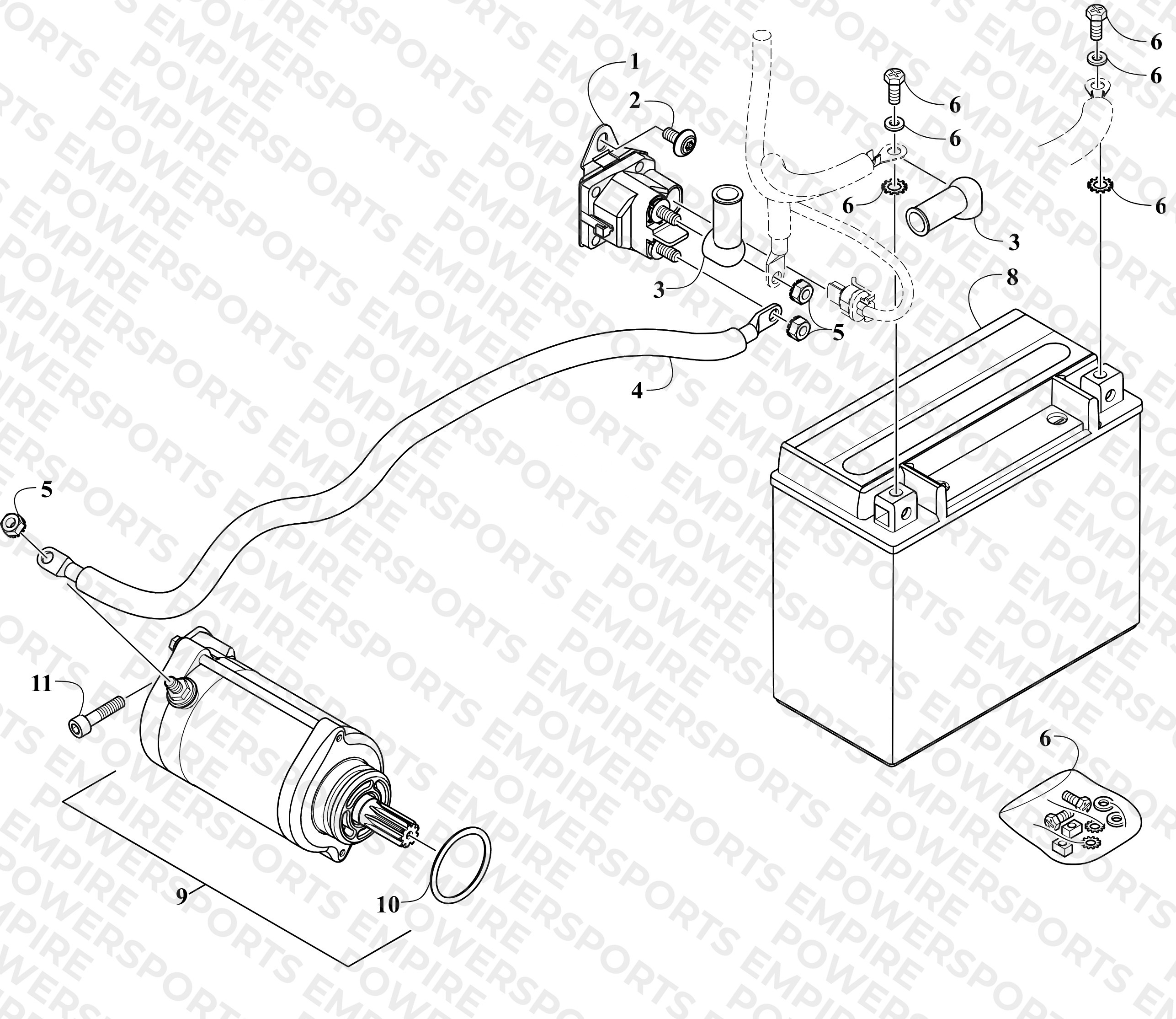 BATTERY AND STARTER ASSEMBLY