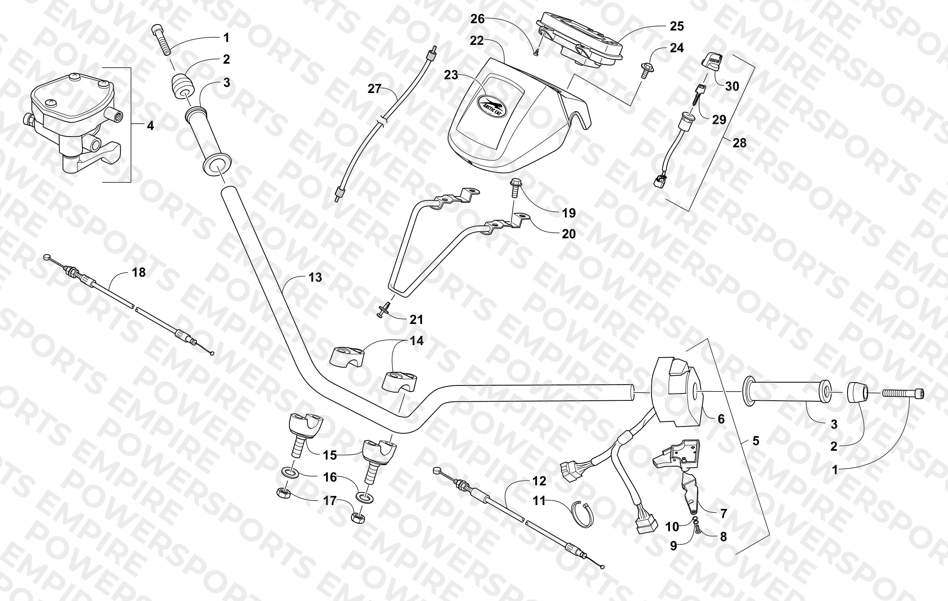 HANDLEBAR, INSTRUMENT POD, AND CONTROL ASSEMBLIES