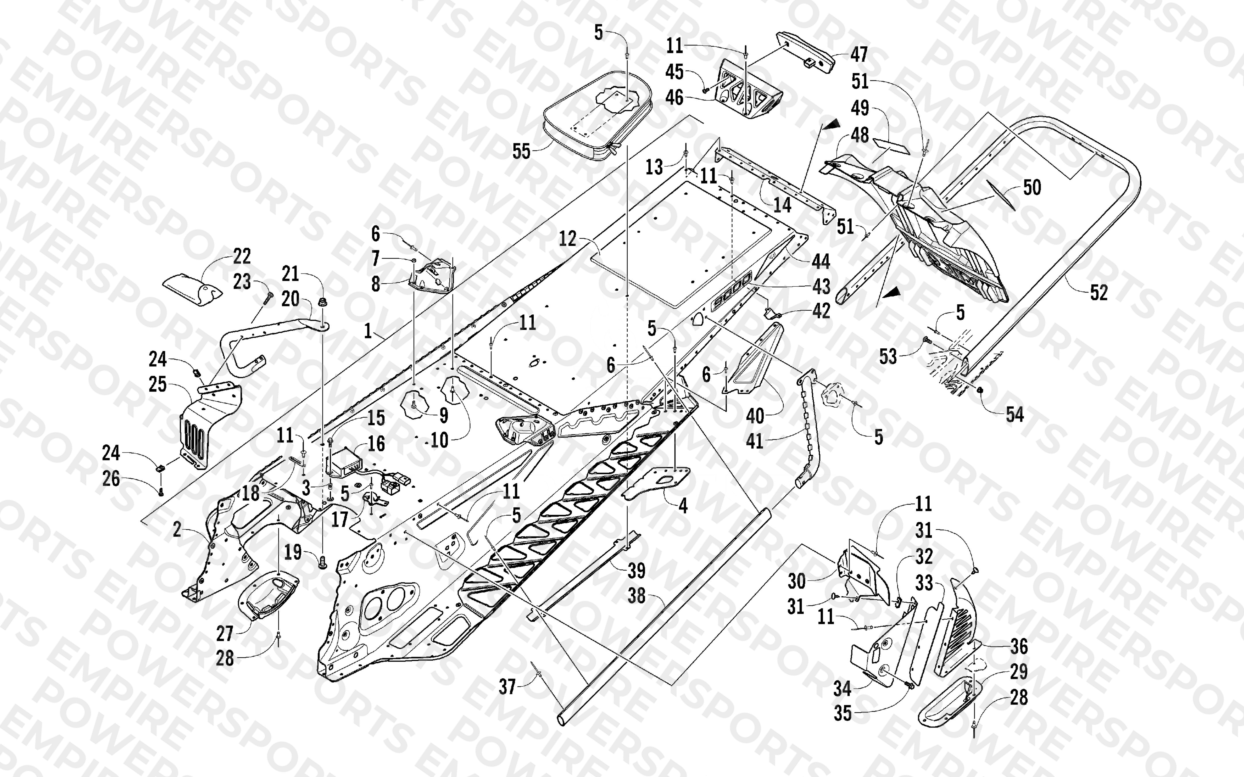 TUNNEL, REAR BUMPER, AND SNOWFLAP ASSEMBLY