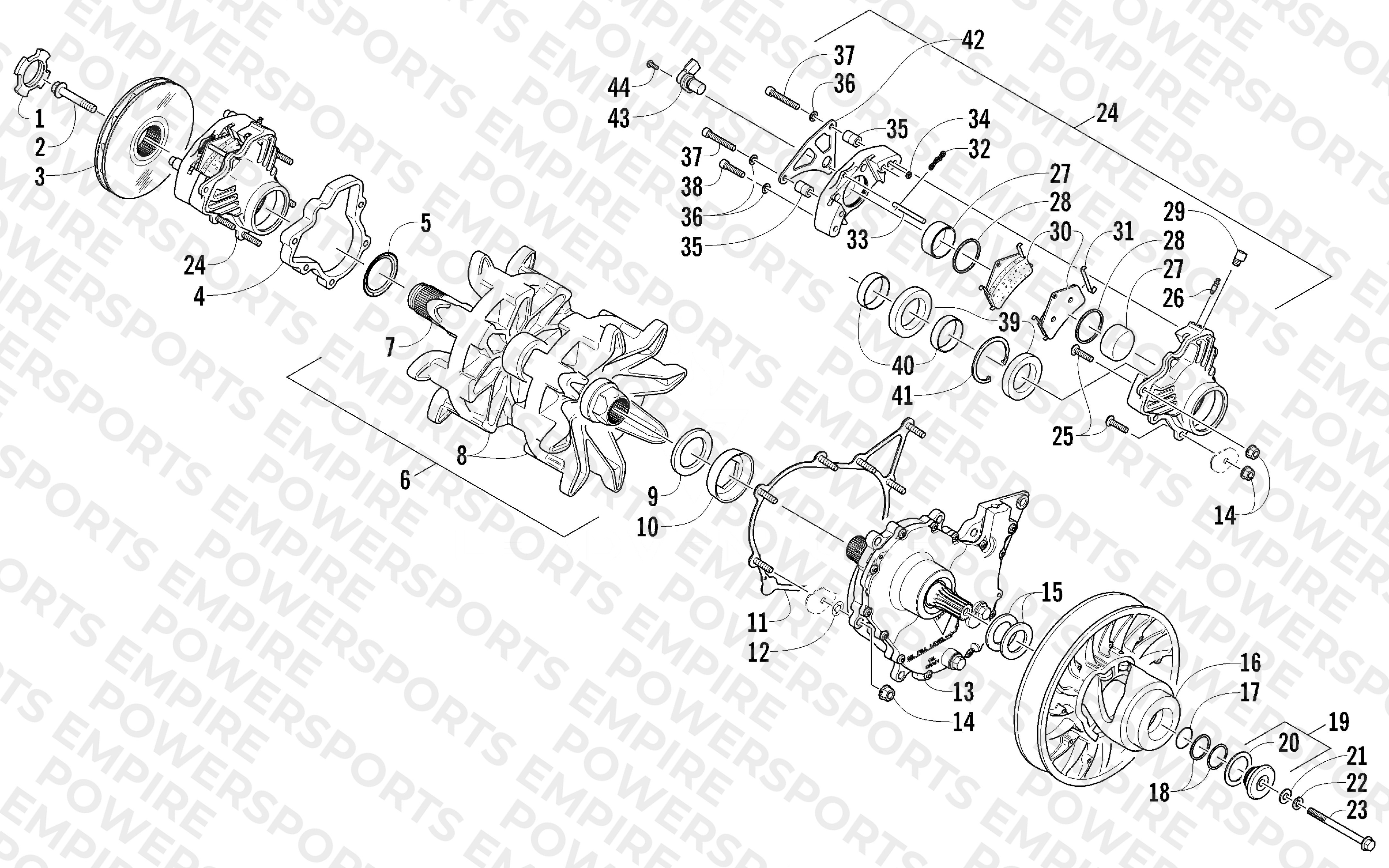 DRIVE TRAIN SHAFT AND BRAKE ASSEMBLIES