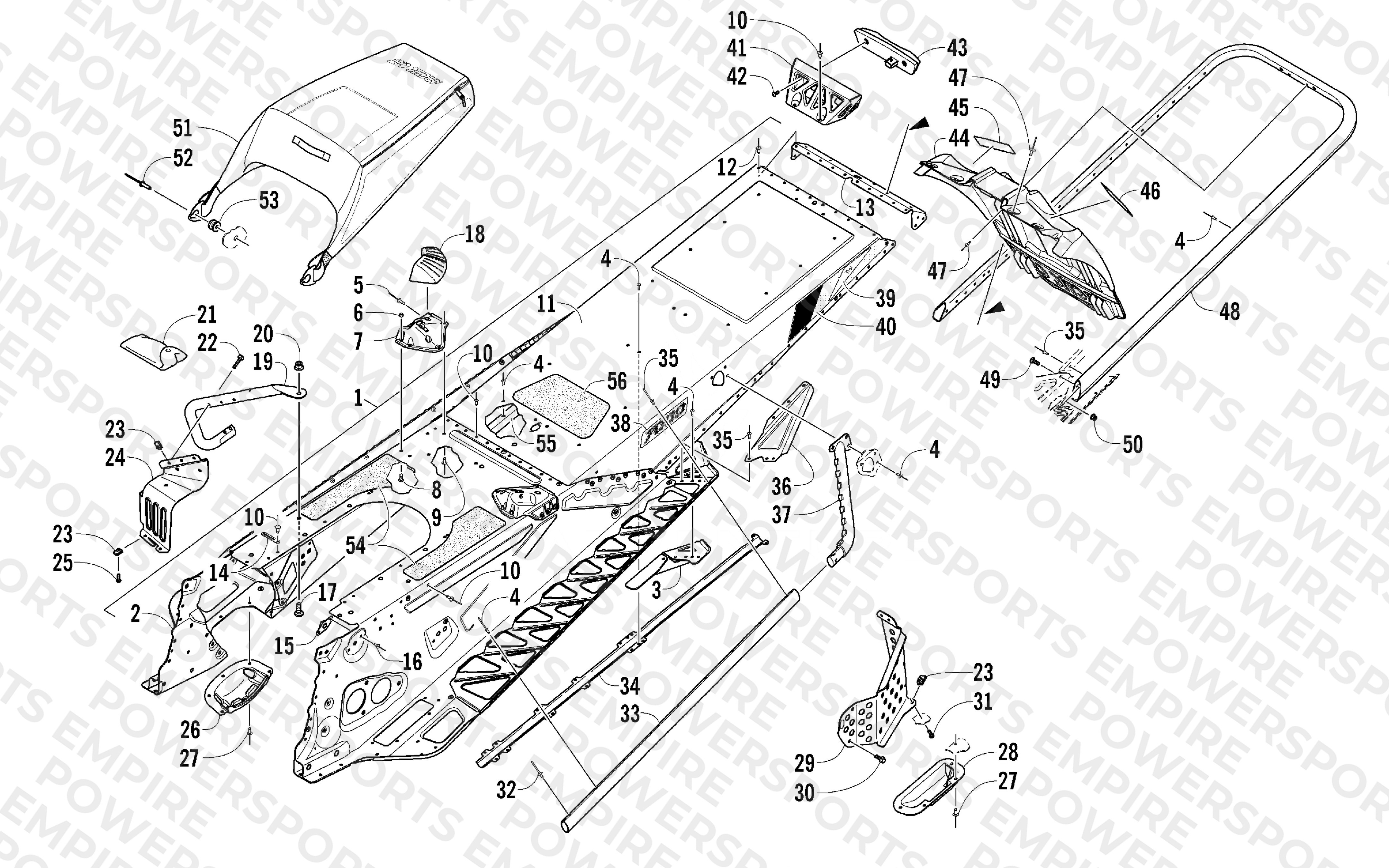TUNNEL, REAR BUMPER, AND SNOWFLAP ASSEMBLY