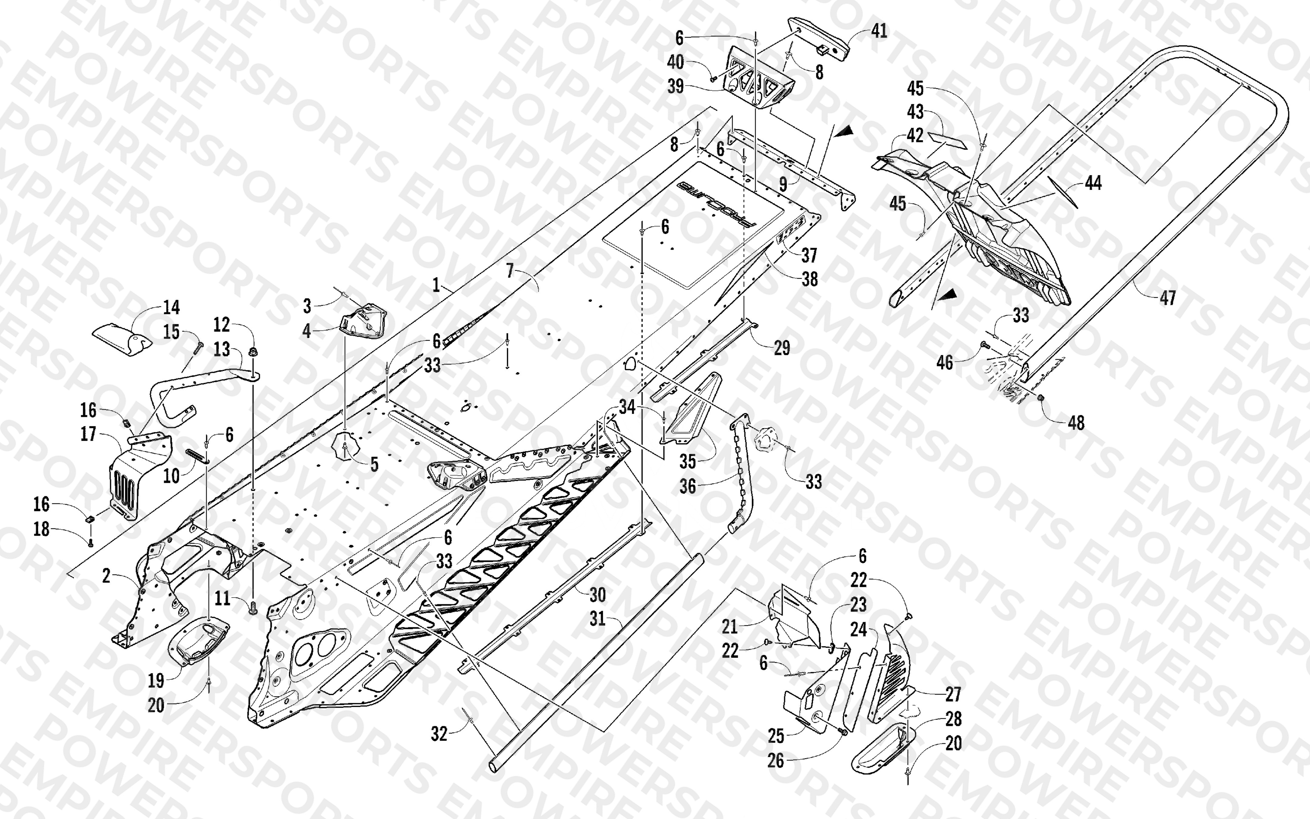 TUNNEL, REAR BUMPER, AND SNOWFLAP ASSEMBLY
