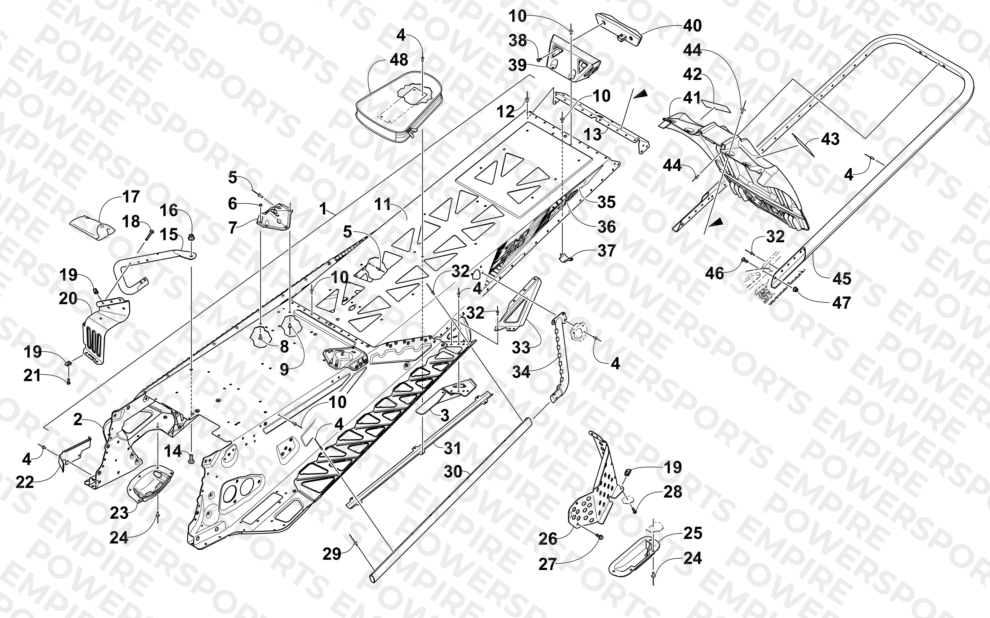 TUNNEL, REAR BUMPER, AND SNOWFLAP ASSEMBLY
