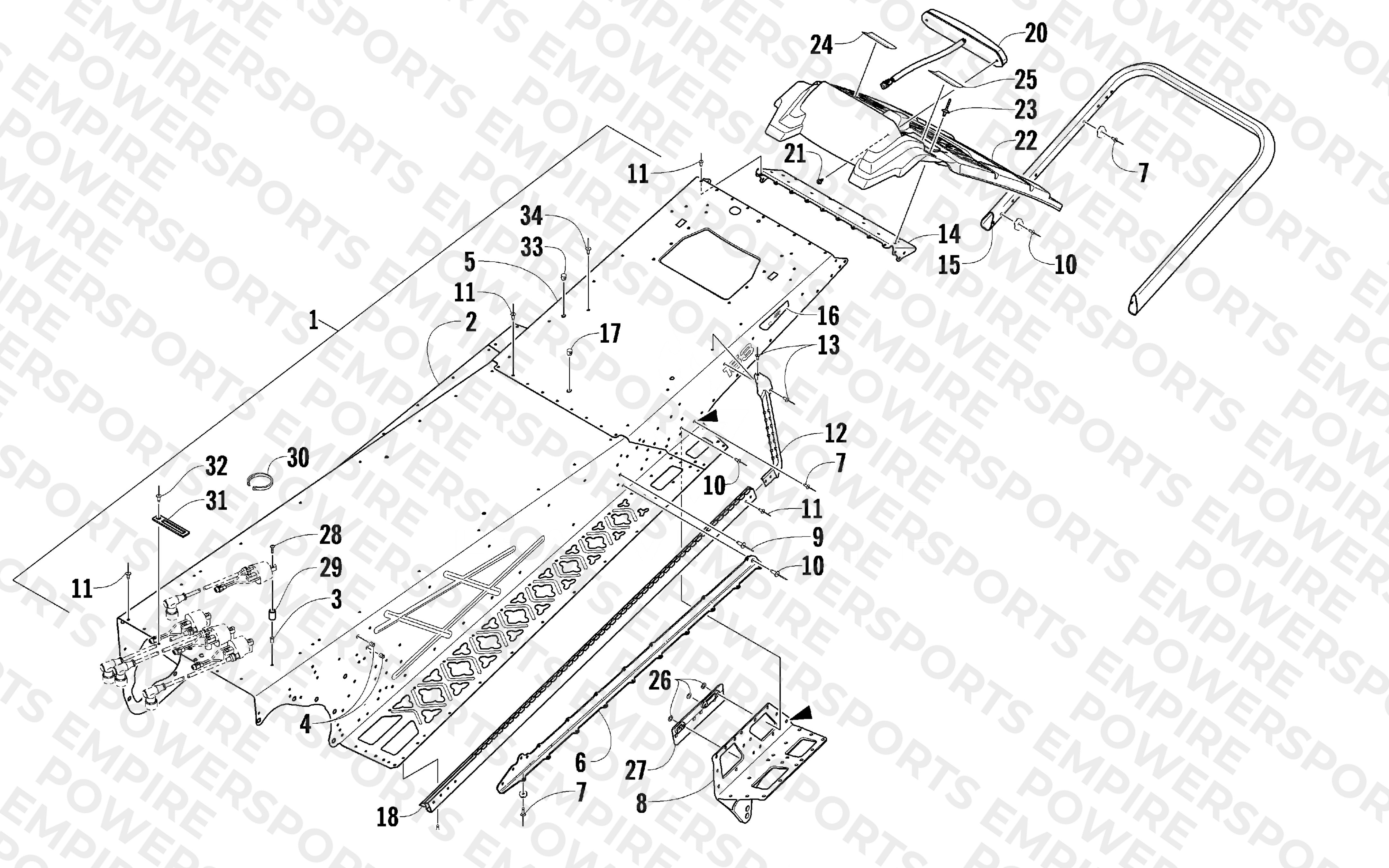 TUNNEL, REAR BUMPER, AND TAILLIGHT ASSEMBLY