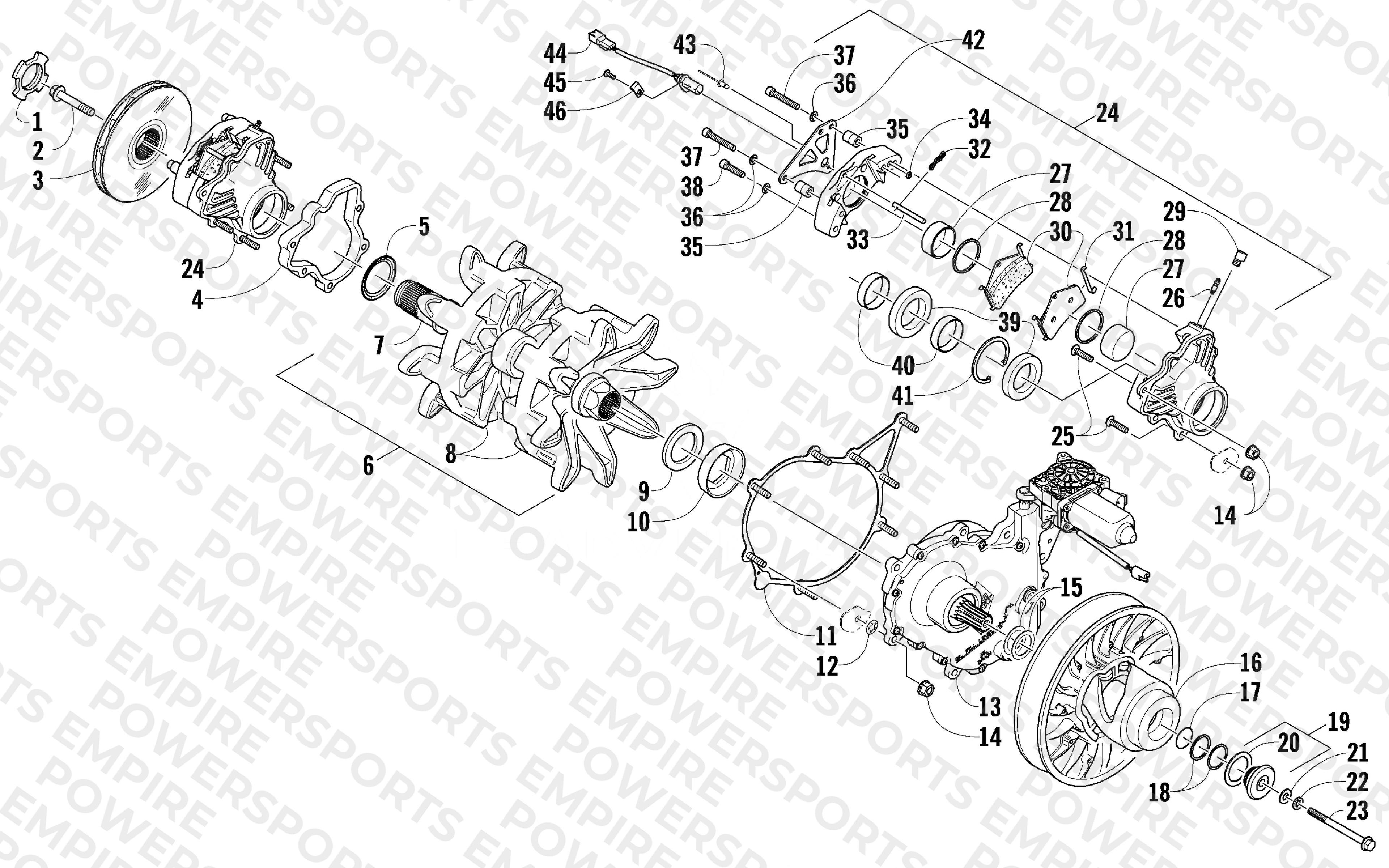 DRIVE TRAIN SHAFT AND BRAKE ASSEMBLIES