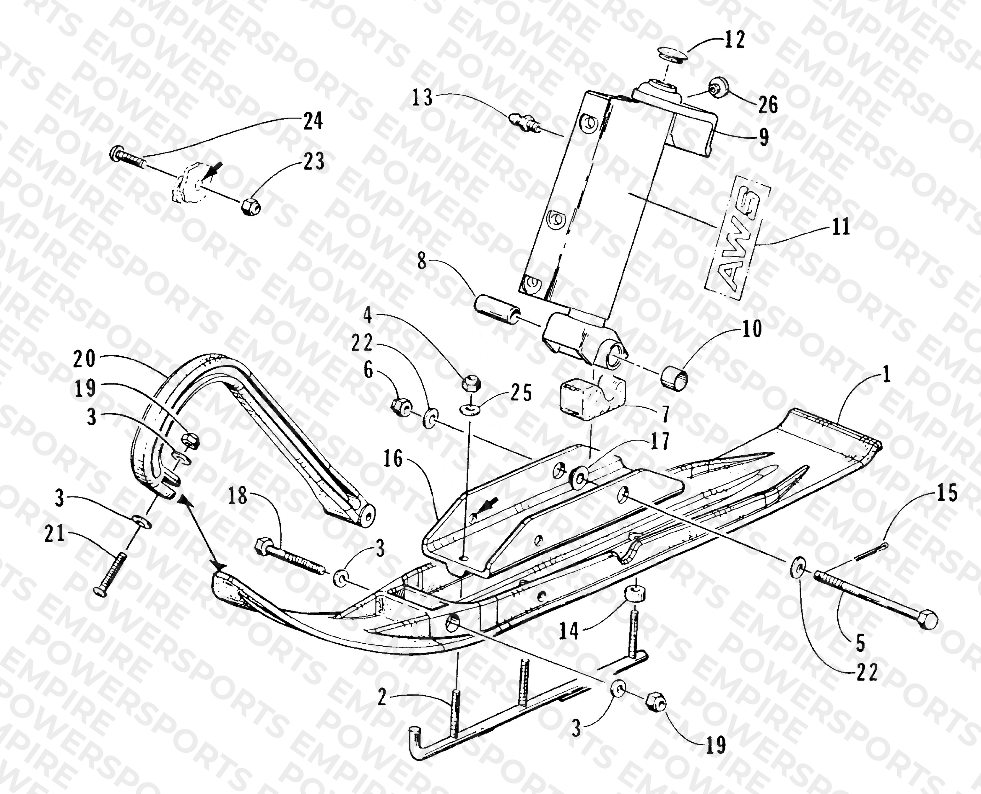SKI AND SPINDLE ASSEMBLY