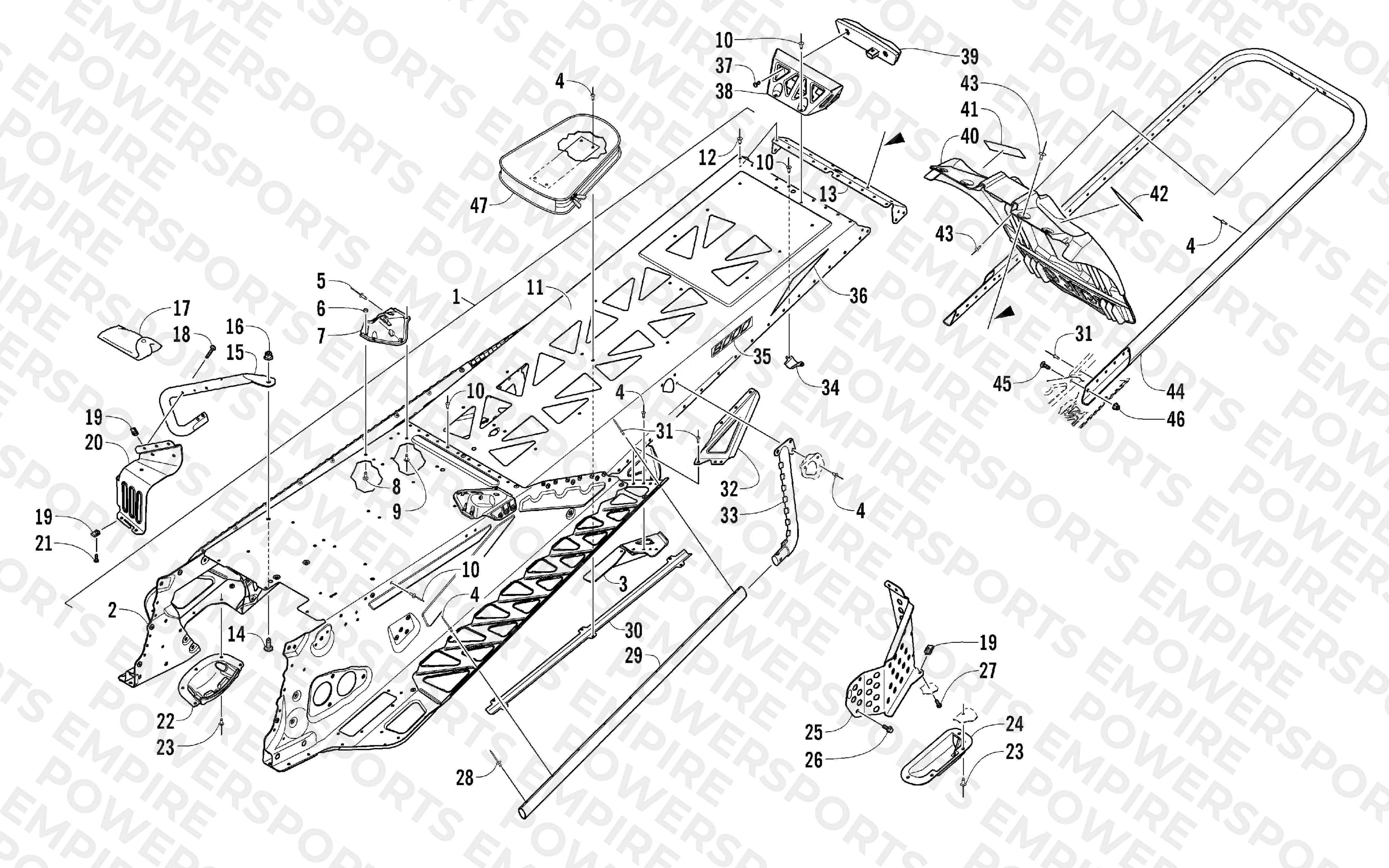 TUNNEL, REAR BUMPER, AND SNOWFLAP ASSEMBLY