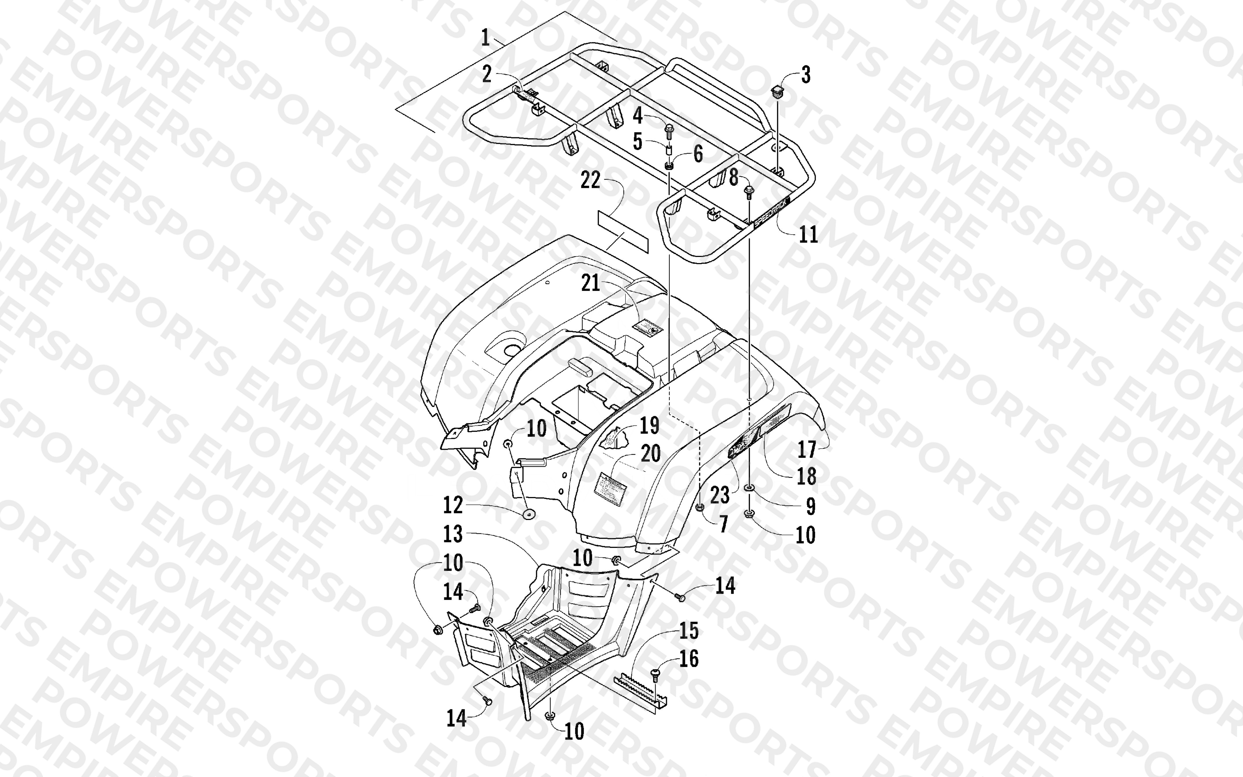 REAR RACK, BODY PANEL, AND FOOTWELL ASSEMBLIES