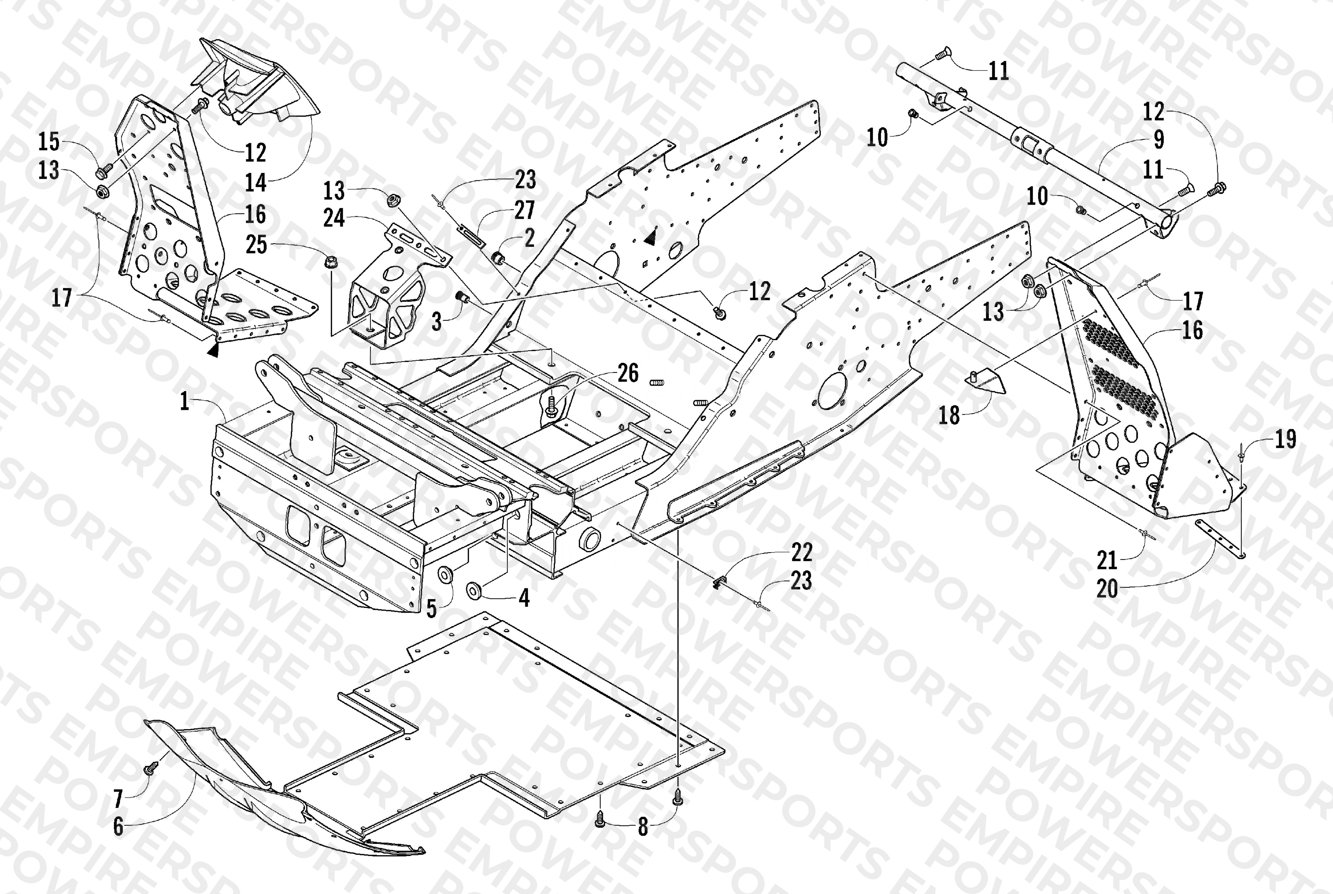 FRONT FRAME AND FOOTREST ASSEMBLY