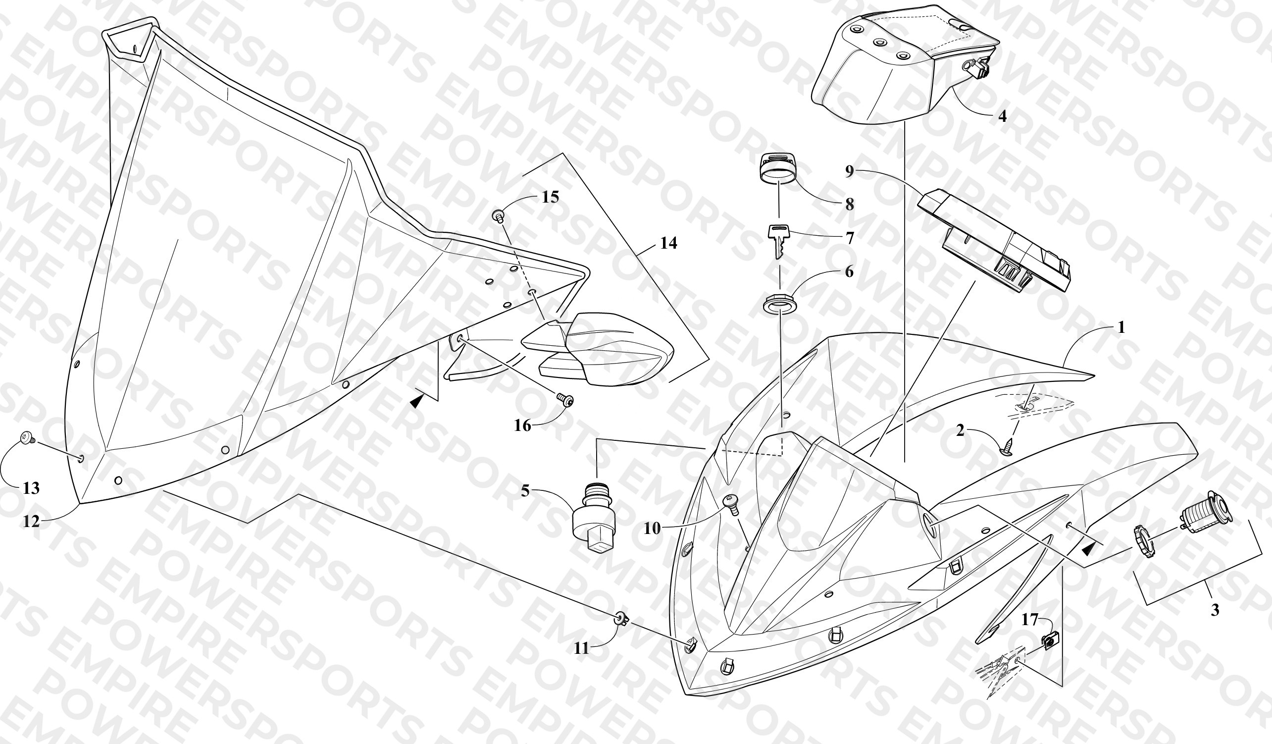 WINDSHIELD AND INSTRUMENTS ASSEMBLIES