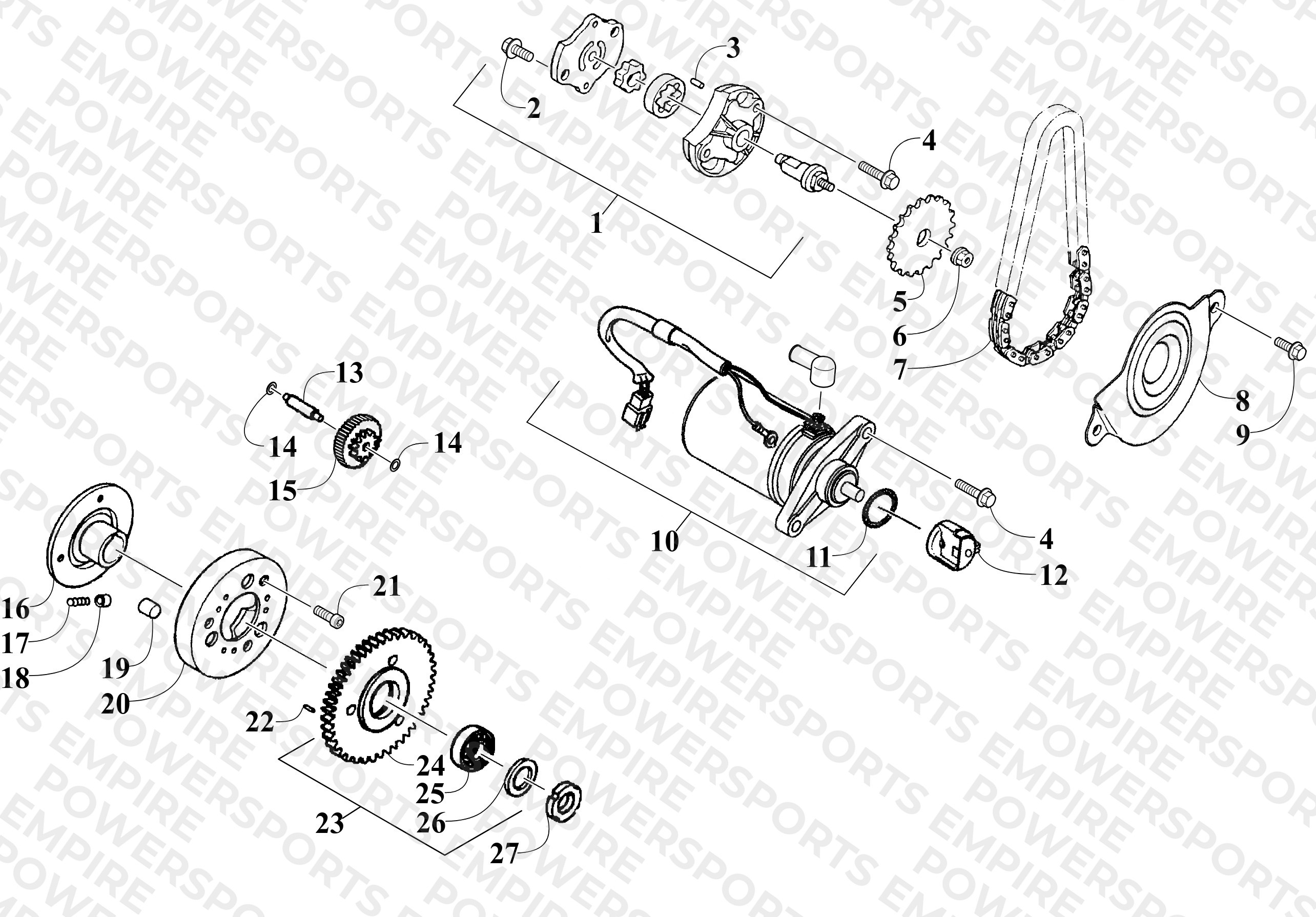 STARTER MOTOR AND OIL PUMP ASSEMBLY