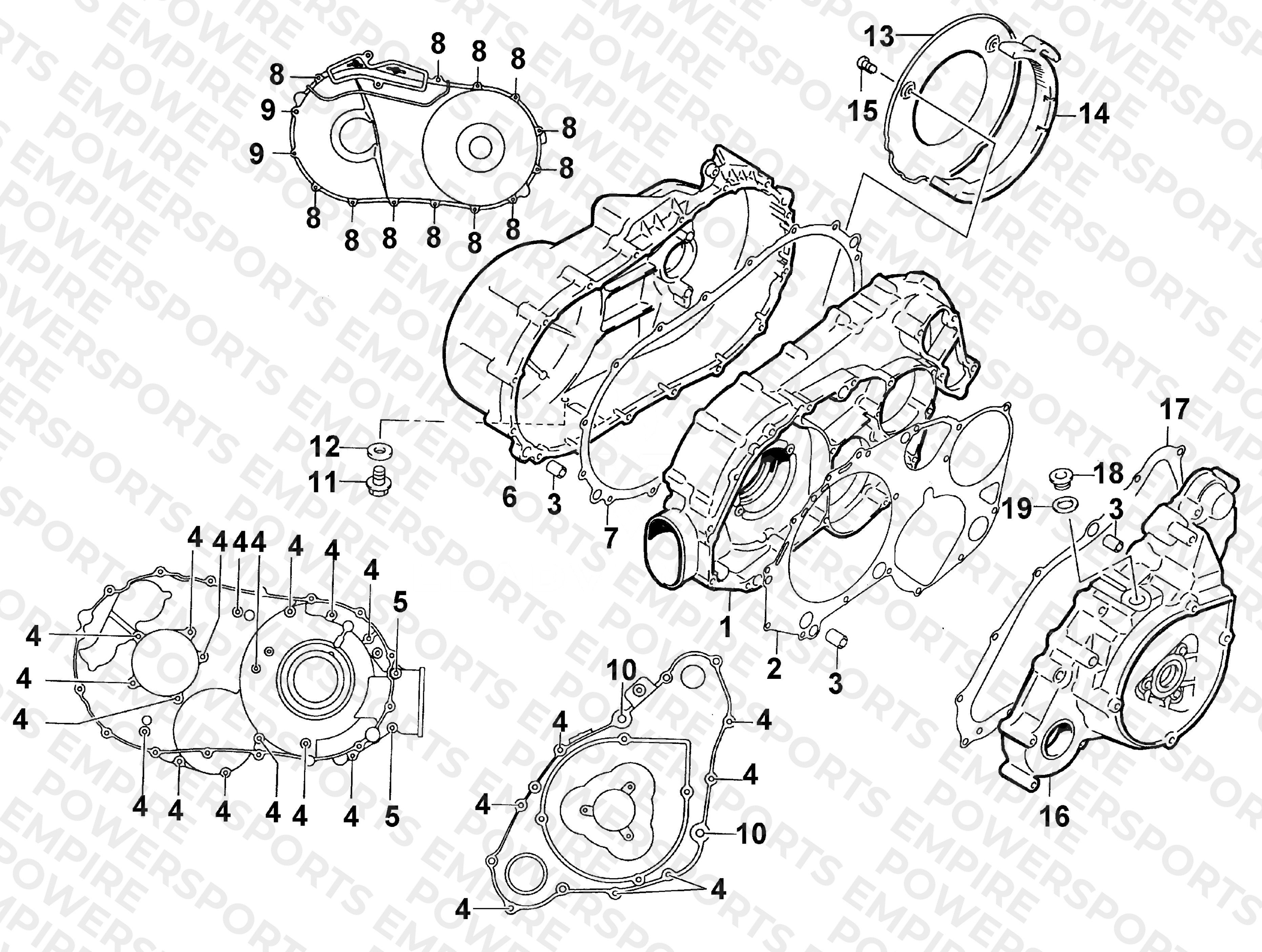 CLUTCH/V-BELT/MAGNETO COVER ASSEMBLY