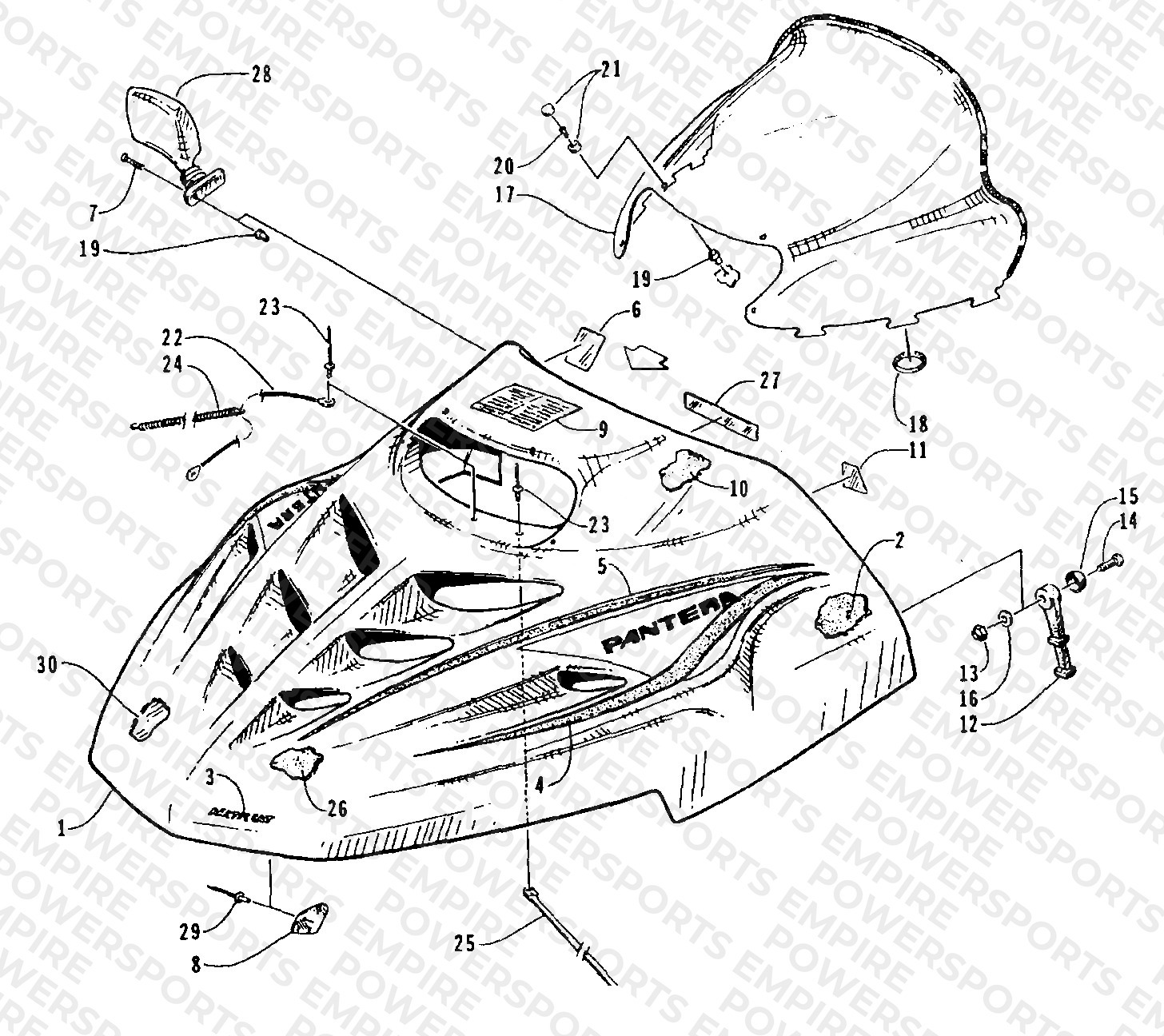 HOOD AND WINDSHIELD ASSEMBLY