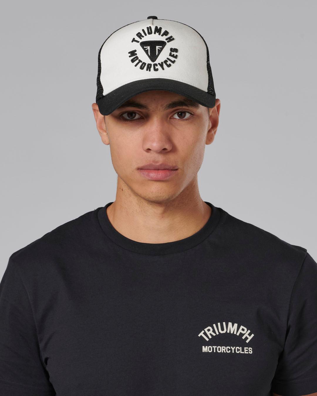 TAYLOR EMBROIDERED TRUCKER CAP BONE / BLACK image 2