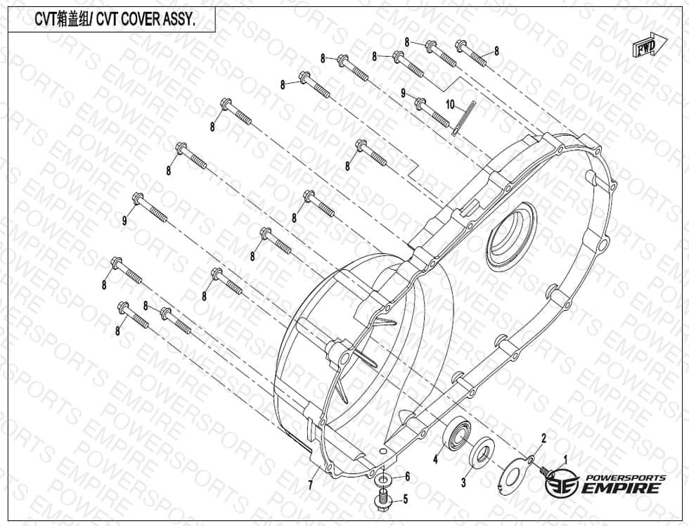 E01-4 — CVT COVER ASSY. (WET CLUTCH)